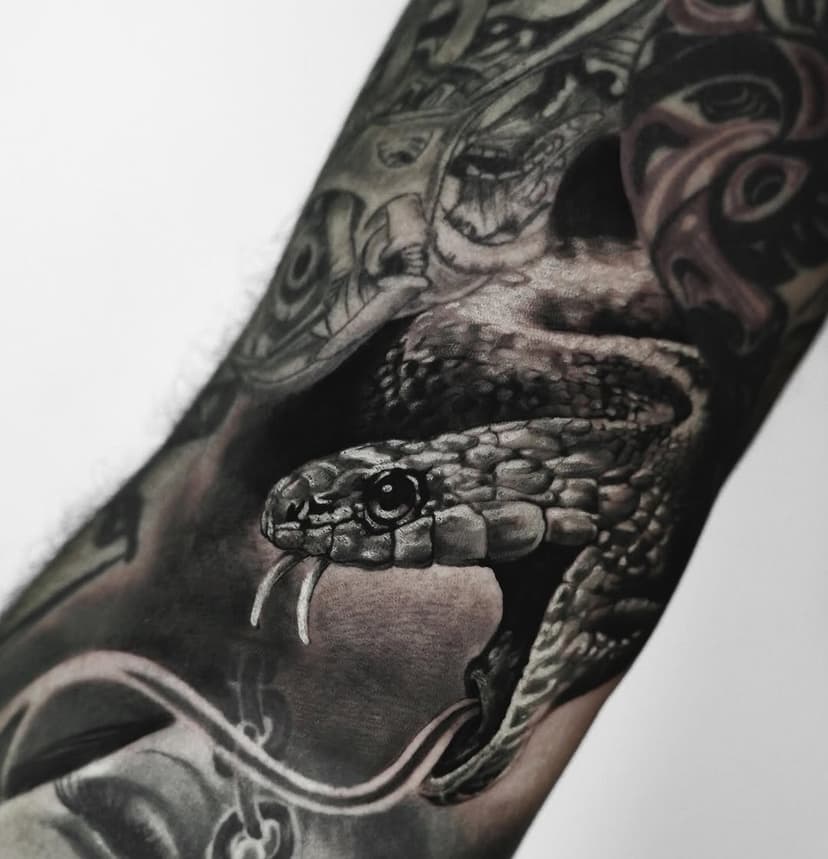 Encaixe feito para cliente amigo ! Confiança total e liberdade sempre, agradeço muito ! @studiofreua #pretoecinza #snaketattoo #realismo #realismotattoo #realismosp #moema