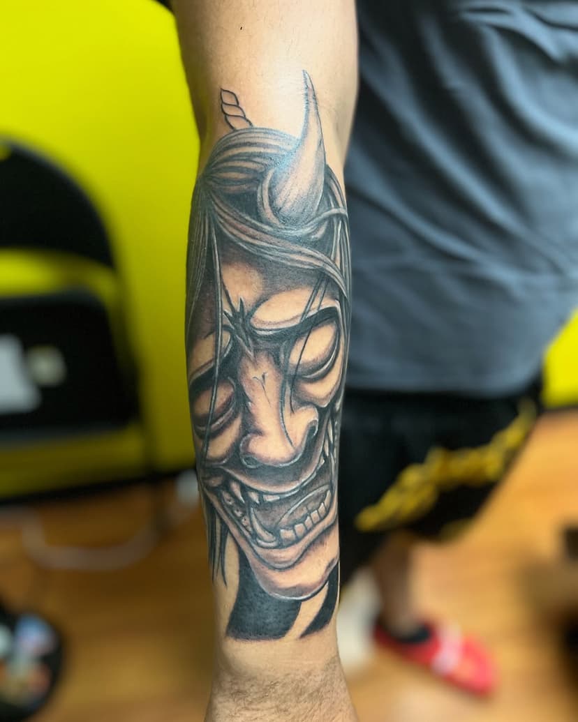 Hannya Mask beginning of a #sleeve #artedlio #ink #art #japaneseinspired #art #tattoo #hannya #hannyatattoo #orlandotattoocompany #orlandotattooartist #orlandoflorida #orlando #orlandotattoos #centralflorida #arte #tat #tatuajes #creation #artista #photo #lifestyle #artist #sleevetattoo #blackandgreytattoo #blackandgrey