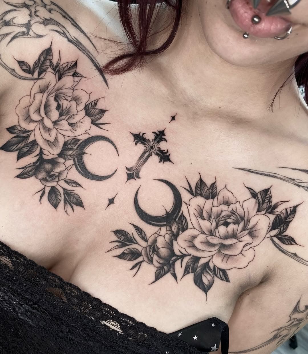 Chest piece I did the other day thank you for the trust @melodicreaper 🖤
DM to book your next tattoo!🗡️
•
☆
•
☆
•
☆
•
☆
•
☆
•
☆
•
☆
•
☆
•
#rotteninkk #tattoo #tattooartist #femaletattooartist #womentattooartists #tattooideas #finelinetattoos #singleneedle #tattooshop #riversidetattoo #daintytattoo #blackink #stippletattoo #tattooflash #tattooart #tattooreels #morenovalley 
#darktattoo #pinkaesthetic #tattoostudio #inlandempire #flowertattoo