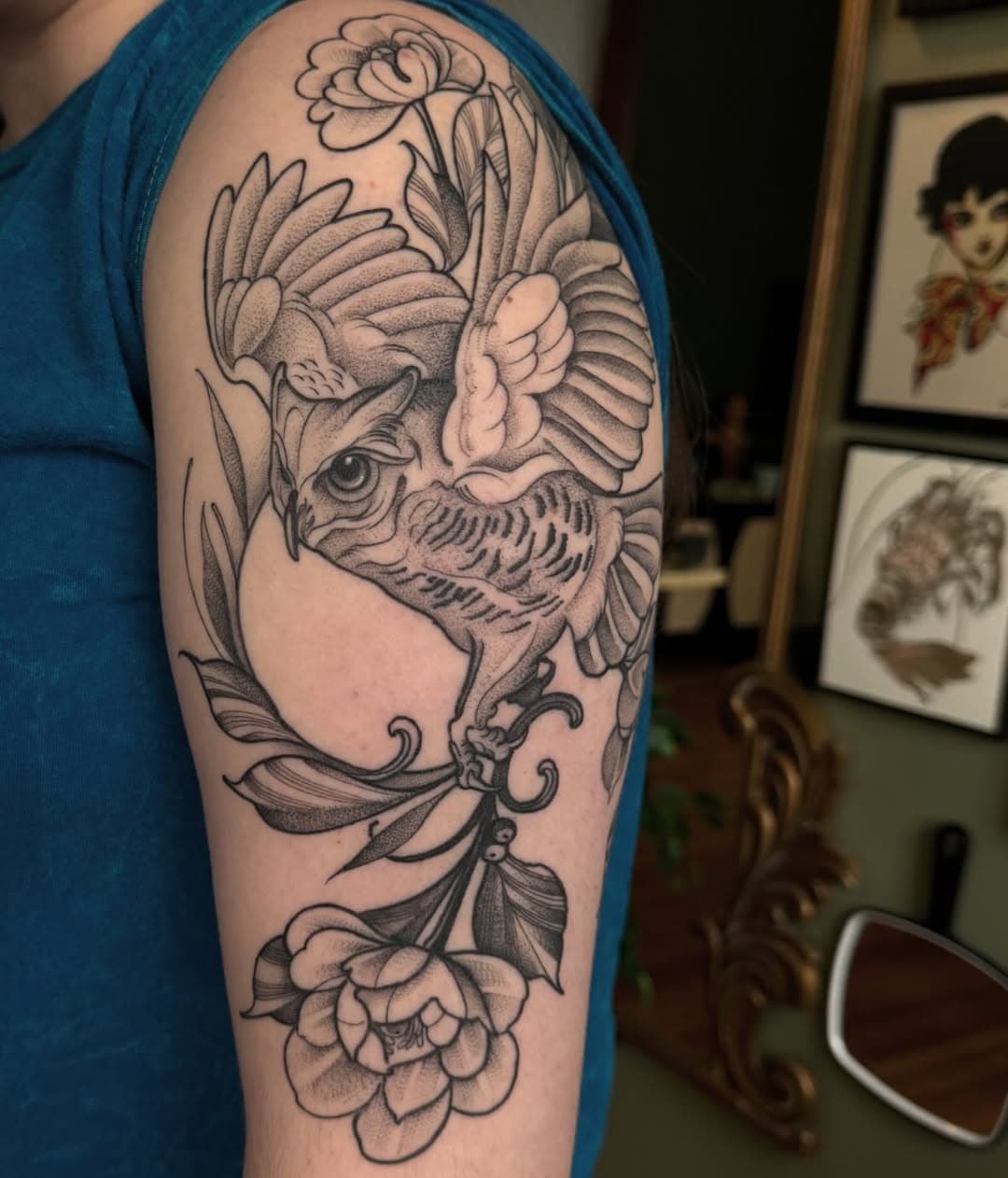 Healed and fresh photos of Stephanie’s owl :)