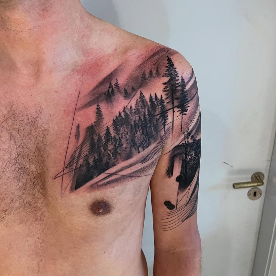 #donautal for olli. 
Two days in a row for his first #tattoo
danke! 
_____
#gabrielkleisttattoo #ravensburg #tattoo #stoer #stoertattoo #landscapetattoo #forest 
@stoer.tattoo