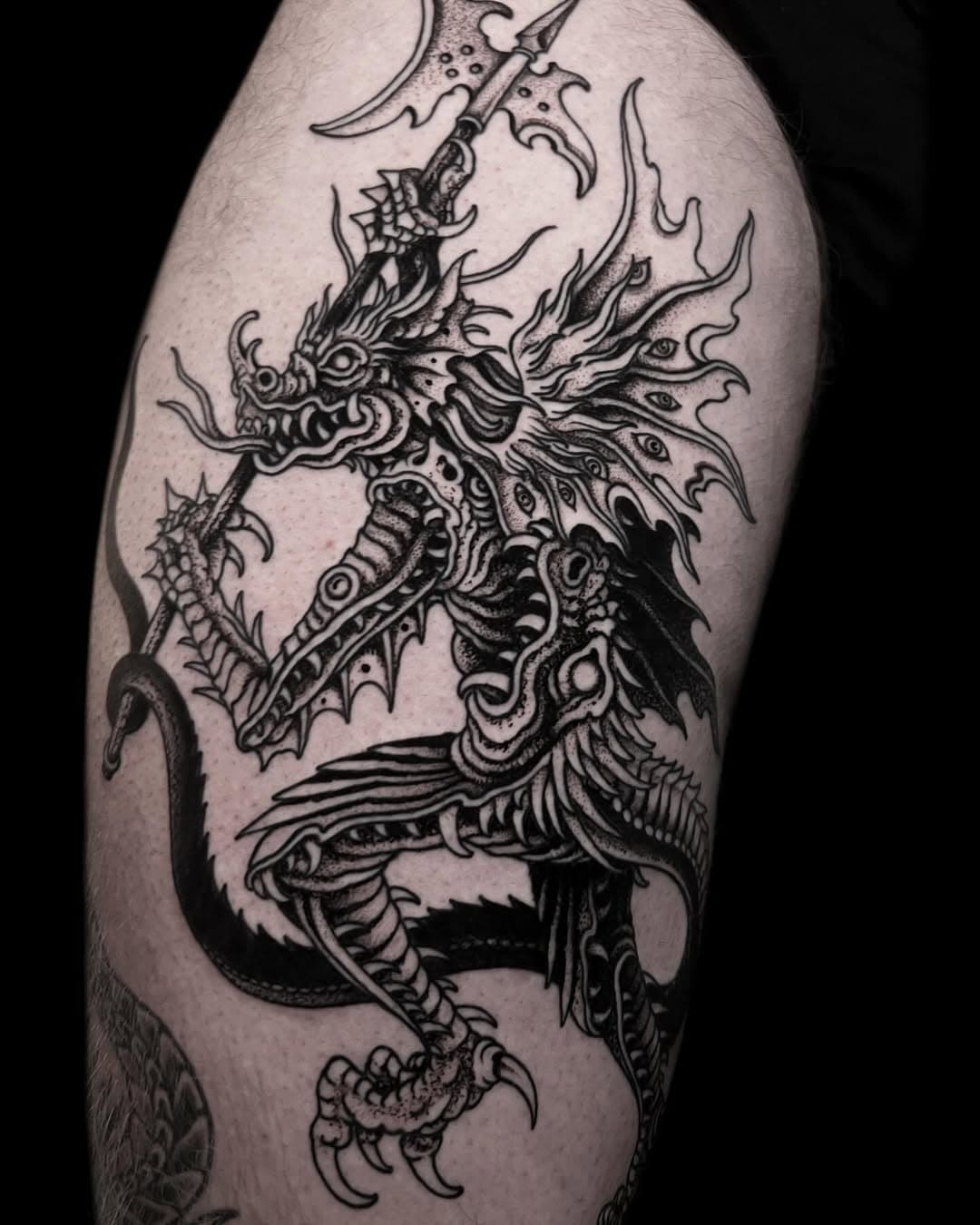 Demon for Dave, always a pleasure man! 
For appointments/para citas, whatsapp: +34675206152

#demontattoo #medievaltattoo #blackworktattoo