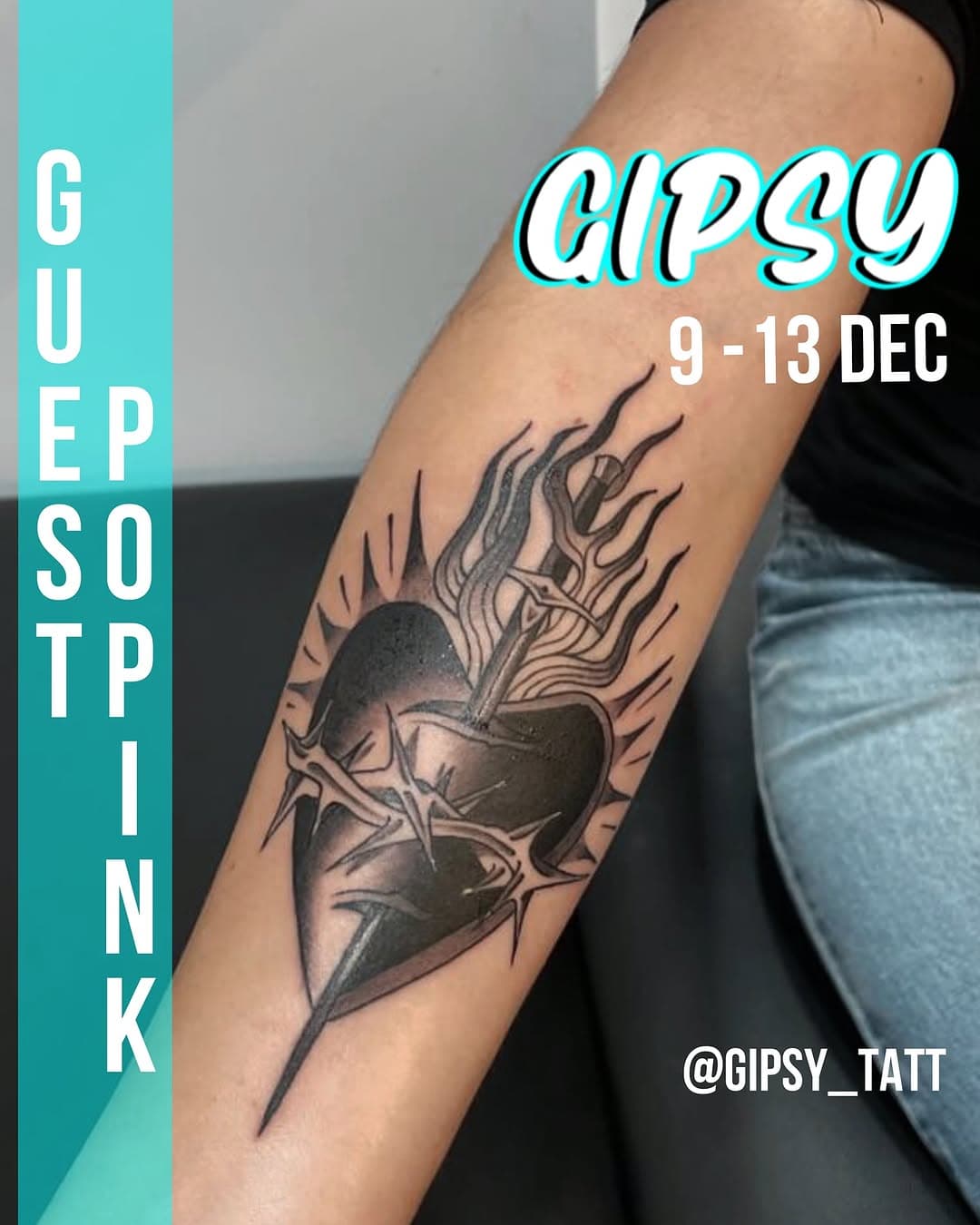 🚌 GISPY TATT revient chez POPINK 🚌
En guest du 9 au 14 Décembre 
@gipsy_tatt 
Trad, lettrage, noir et gris ou couleur vous pouvez y aller il est prêt à en découdre ⚡️

#tattoo #guesttattoo #tattoomarseille #marseilletattoo #tatouagemarseille #popink