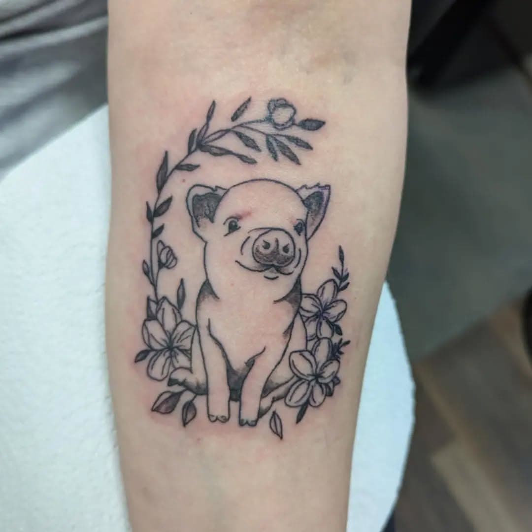 Finishing off the week with a cutey! DM us for bookings, only a few spots left!
#tattoo #tattoos #inked #ink #alternative #art #tattooartist #tattooart #tatttoolife #tattooing #tattooist #tattooideas #tattoostyle  #instatattoo #tattoostudio #tattooshop #tripleacetattoostudio #Bedford #bedfordtattooist #tattooinspiration #inkoftheday #armtattoo #getbooked #getinked #pigtattoo #piggytattoo #cutepigtattoo #flowertattoo #vinetattoo