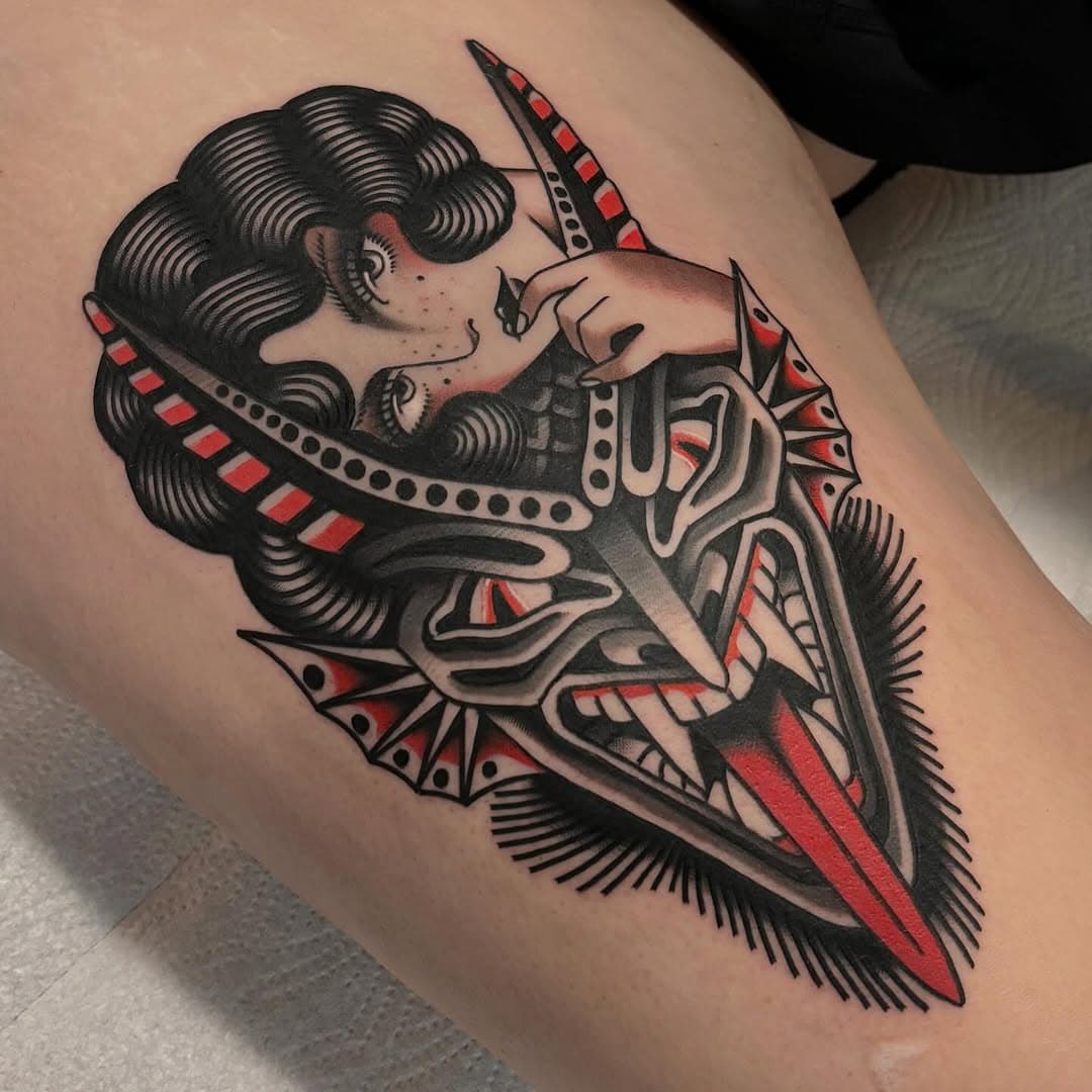 DEVIL LADY // #ladyheadtattoo #tattoo