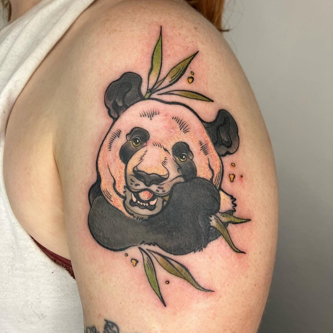 Bamboo munching panda from my flash for Amy’s first colour tattoo, thank you so much!! 🐼🎋

✉️ mellerdramatic@gmail.com
🌟 www.avantarttattoo.co.uk

#tattoo #tattoos #illustrativetattoo #neotrad #neotradtattoo #colourtattoo #panda #pandatattoo #pettattoo #avantarttattoo #mellerdramatic #mellerdramatictattoo #beartattoo #pandaillustration #tattooflash