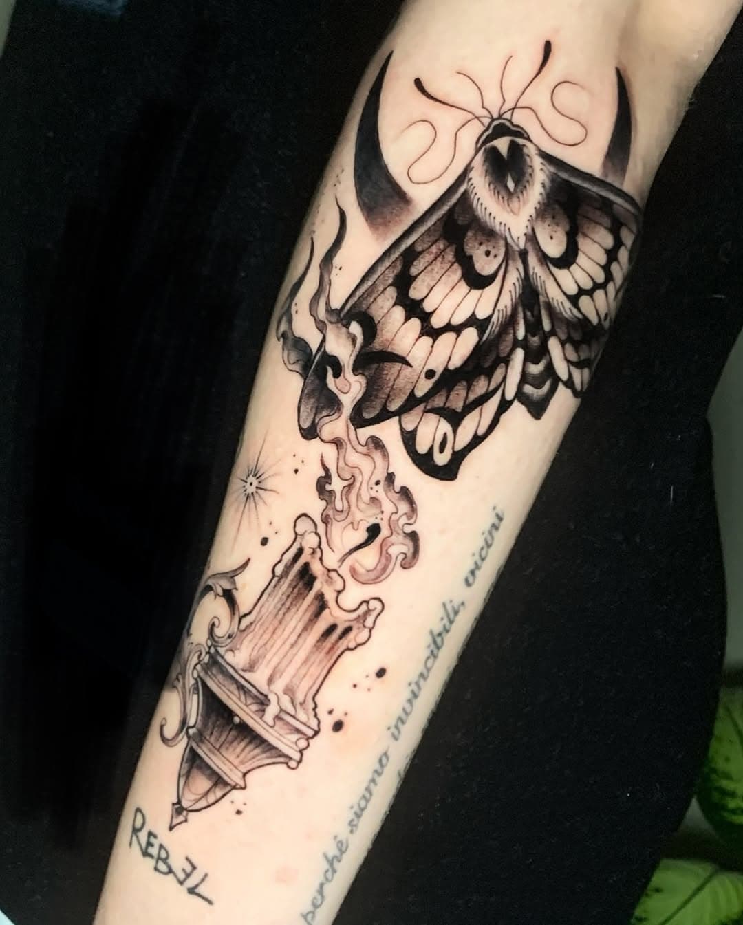 // moth & light // 
• Gothic Style Blackwork •
Thanx @bentoglina 🙏🏻
- 
-
-
#candle #candletattoo #forearm #gothictattoo #filler #fillertattoo #gothicstyle #gothic
#forearmtattoo #moth #mothtattoo #fire #firetattoo
#light #lighttattoo #balckwork 
#candleblackwork
#gothtattoo  #blackworkers #blackworktattoo #neotradtattoo #bergamo #albino
#bergamotattoo #tattoobergamo #blackfoxtattoostudio