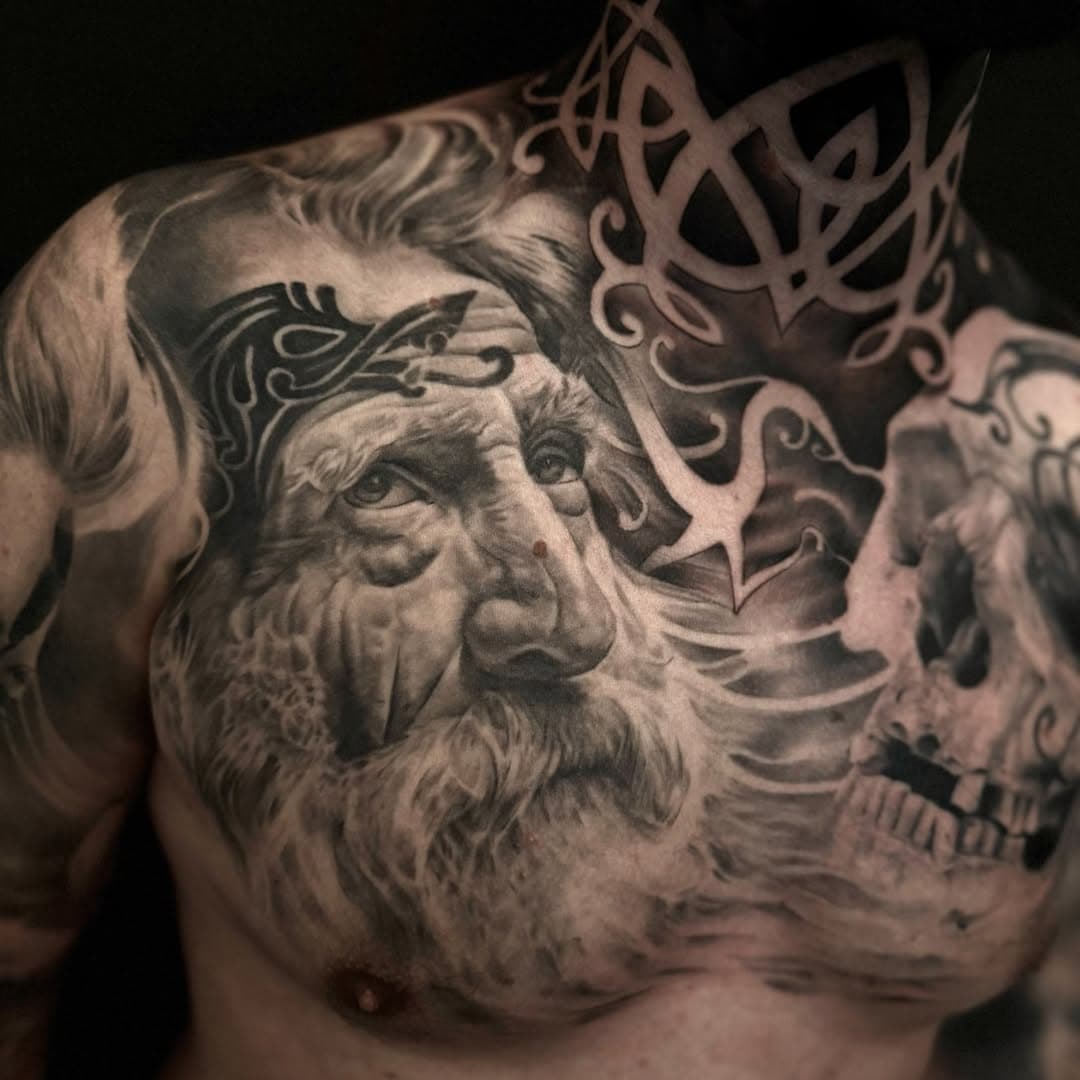 Viking\Nordic theme - done with @kwadron Needles #kwadron #kwadronneedles #kwadroncartridges #vikingtattoo #viking #valhalla #valkyrie #shaman #shildmaiden #schildmaid #vikings #vikingstattoo  #chestpiece #sleevetattoo #blackandgrey  #blackandgreytattoo #realism #realistic #realismtattoo #realistictattoo #tattoo #tattooed #ink #inked #portrait #portraittattoo #hütmôlar #danielbensmann #huetmolar