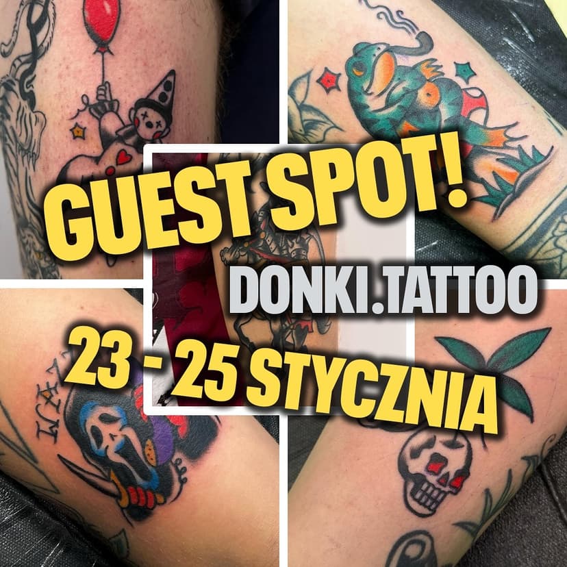 W nowym roku nasz pierwszy gość to @donki.tattoo - czyli solidny oldschool w nieoczywistym wydaniu 💪 Zapraszamy do zapisów bezpośrednio u Tatuatorki, do dyspozycji mamy tylko 3 dni - 23, 24 i 25 stycznia!

Guest spot oznacza tatuatora, który przyjeżdża do studia gościnnie, na określony czas - w ten sposób macie okazję wytatuować się u ciekawych Artystów spoza naszego miasta lub kraju 🙂

#guestspottattoo #guestspotkrakow #guestspotpolska #guestspot #oldschoolkrakow #tatuaztradycyjnykrakow #oldschooltatuaż