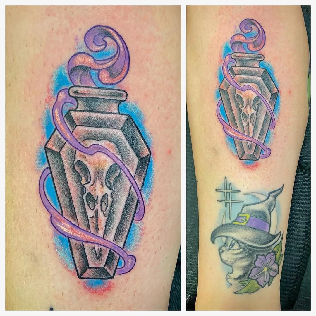 Got to do this potion bottle that yesterday and also got a healed pic of this magic kitty from the last Friday 13th