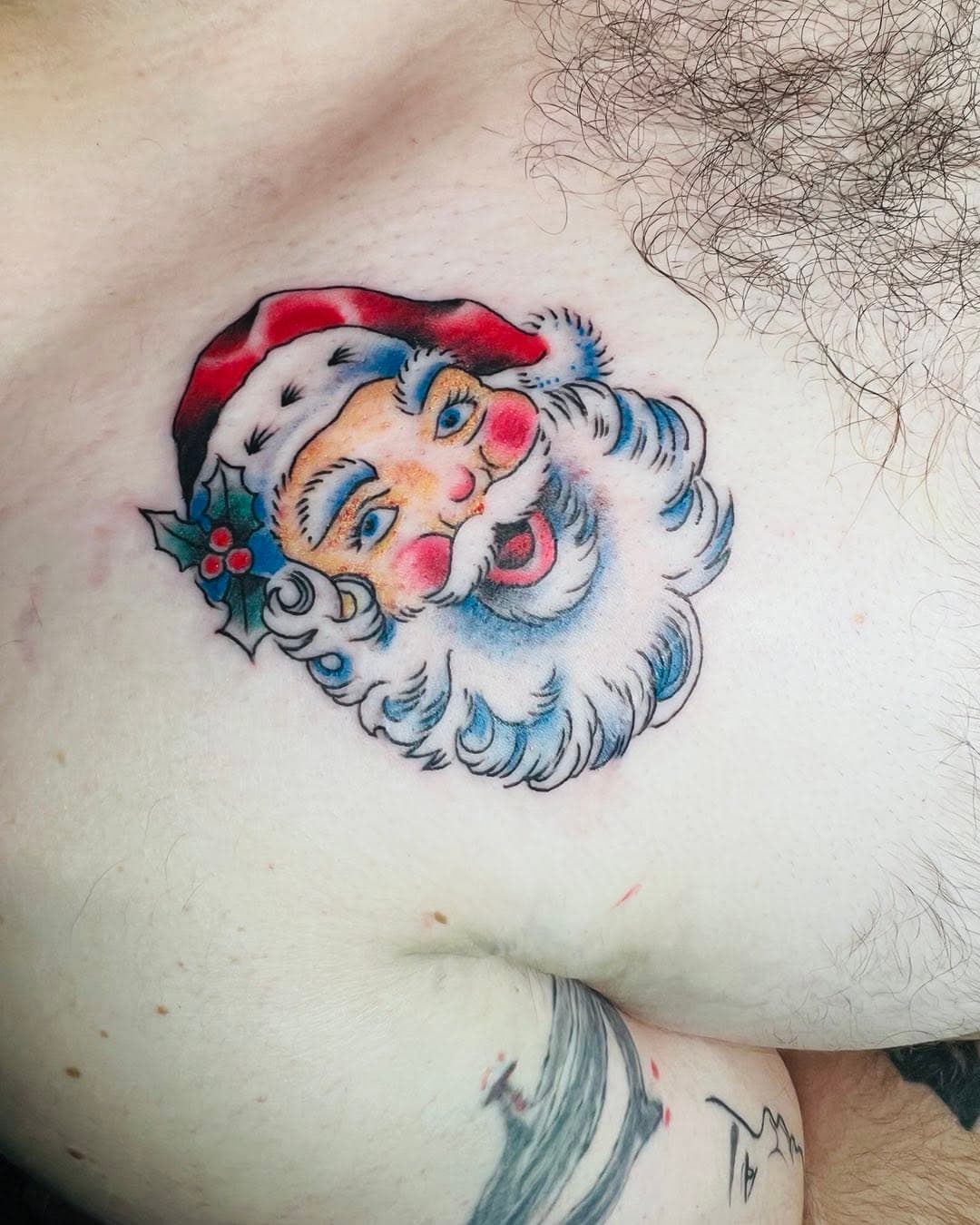 Tis the season… it’s on Nicolas too! Tattoo by Jason at Gilded Heart Tattoo, 211 East First Street, Newberg Oregon, 97132