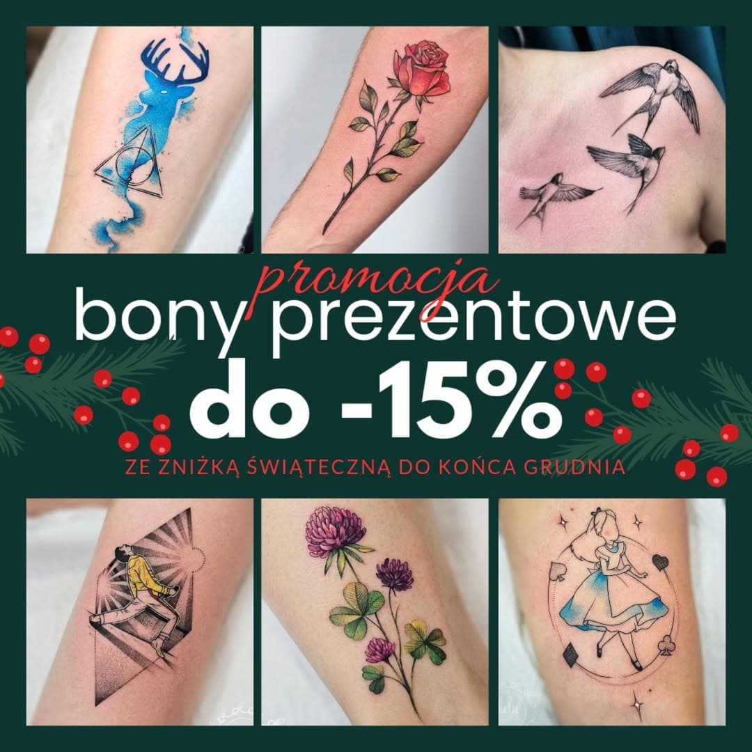 🎄 Świąteczna Oferta na Bony Podarunkowe! 🎁

Szukasz idealnego prezentu na Święta? Zaskocz swoich bliskich czymś wyjątkowym! 🎨💉

Do końca grudnia oferuję VOUCHERY PODARUNKOWE na tatuaże do 15% taniej! 🎉 (w zależności od jego wartości - droższy voucher - większa zniżka🥳).

DODATKOWO
Pierwsze 3 osoby, które napiszą i kupią bon dostaną -20% rabatu od KAŻDEJ kwoty!🔥
Dla stałych klientów, którzy mają wykonane u mnie conajmniej 3 tatuaże maksymalna kwota rabatu to -20%!💫

Bon może być wykorzystany przez obdarowaną osobę aż do 30 czerwca 2025 roku.

🎁 Nie zwlekaj! Oferta ważna tylko do końca grudnia.
Napisz w celu zakupu vouchera w wersji elektronicznej.📩
👉 AdaTattoos

#TattooGift #ChristmasOffer #AdaTattoos #GiftIdea #Voucher #TattooStudio #bonypodarunkowe #voucherprezentowy #Kraków #cracow #polandtattoos #tattoopoland #merrychristmas #świątecznaoferta