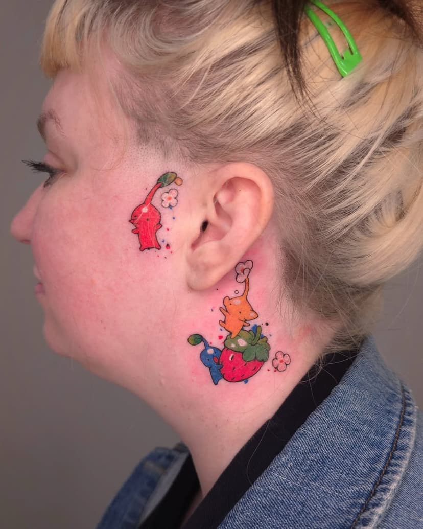 PIKMIN JOB STOPPA TATT🌸 ear n face cuff style✨💕 thanks so much! These little adornments are so so precious... I wanna do more cute-theme pieces esp on this placement!

2024 bookings are coming to a close-- now booking for Jan- April 2025! Thank you 😊 

#pikmin #nintendo #videogametattoo #sjtattoo #bayareatattoo #kawaiitattoo