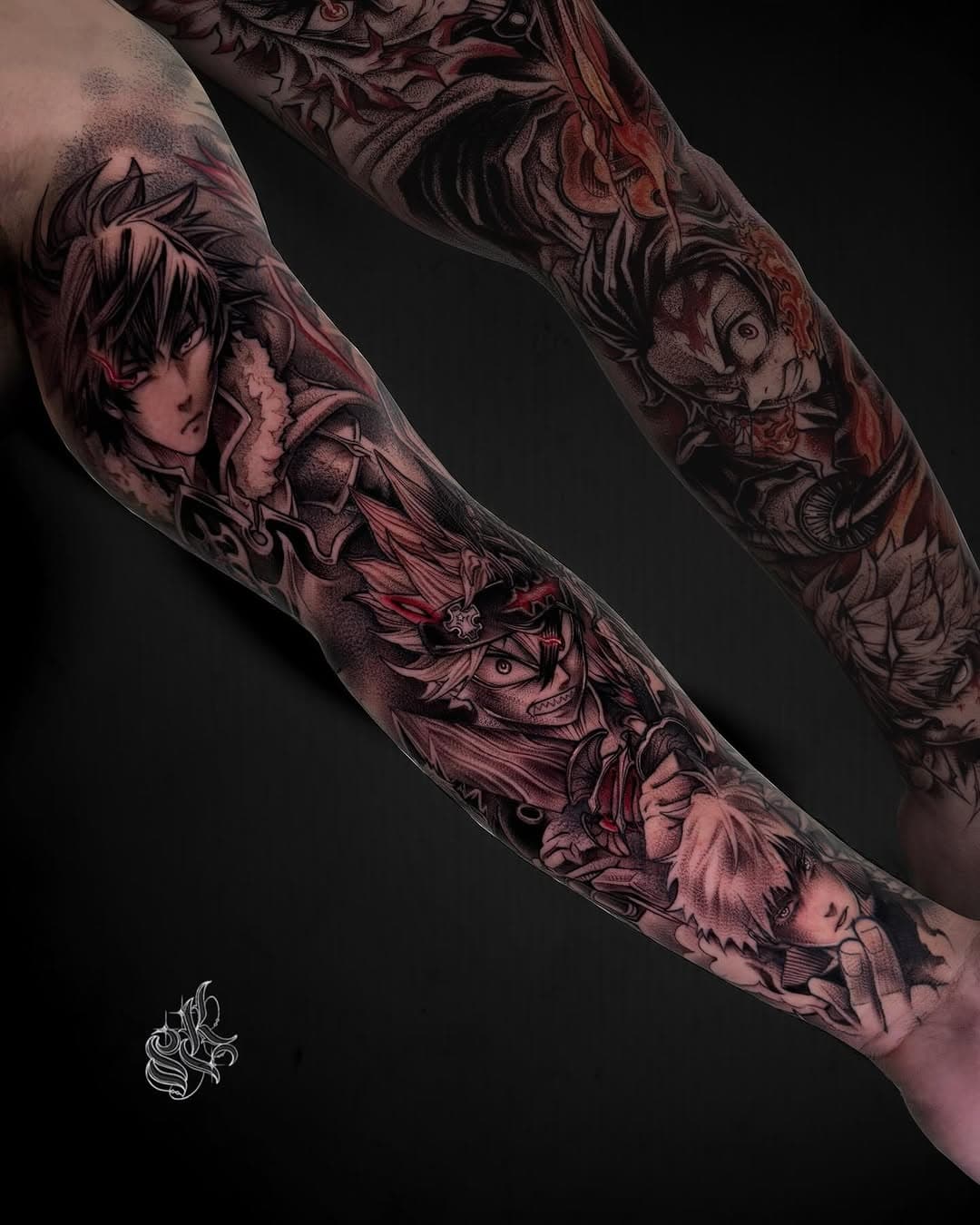 Mix anime full arm sleeve- 
• Swipe for video, outer arm  mostly healed
•
• Done @studiosixpaths