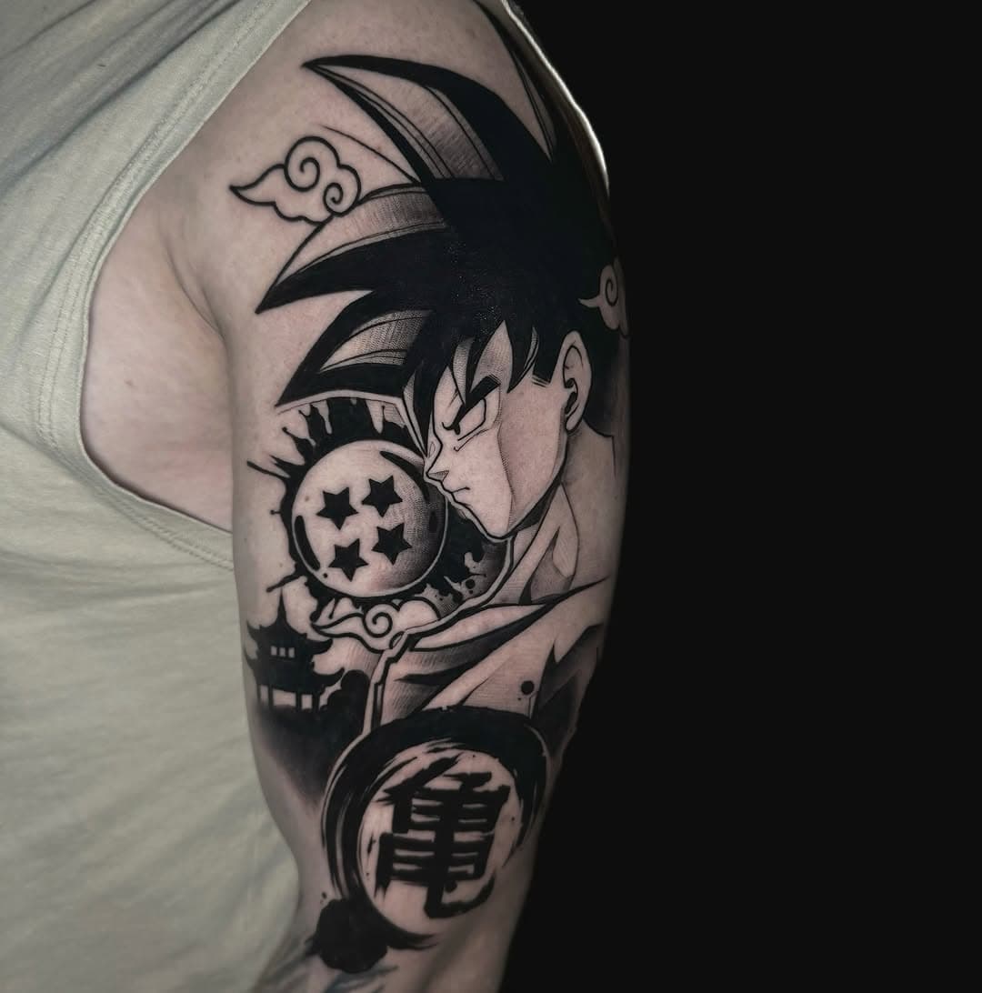 My first black work here 😀 🙀 Goku 💜 #tattoo #tattoed #goku #dragonball #anime #animetattoo #dragonballz #blackwork #blackworktattoo #warsaw #warszawa #kemptenallgäu #germany🇩🇪 #belgium #tattooartist