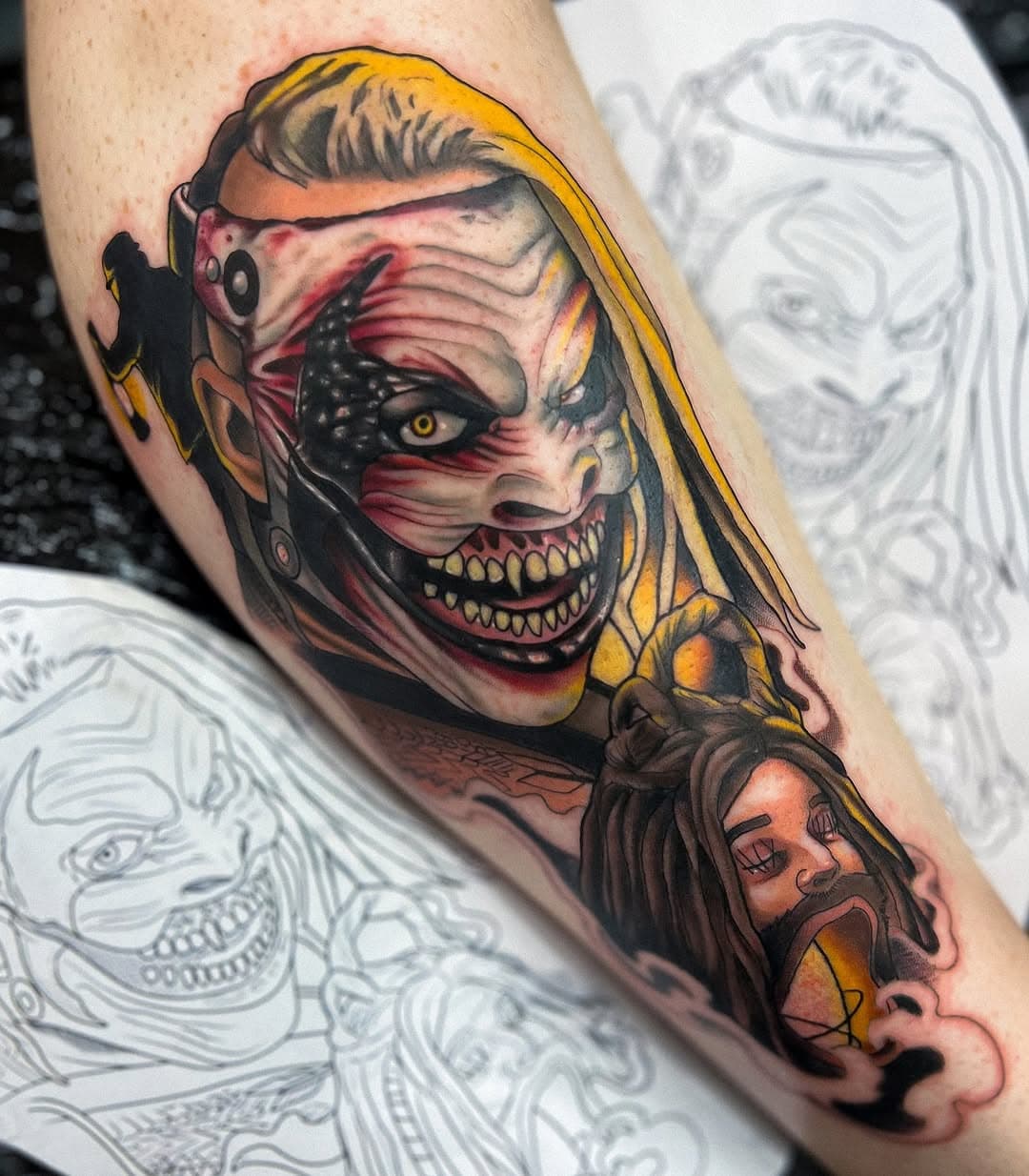 Made a start to this Bray Wyatt memorial piece for my friend @lauchlan_logan 
Hmu for wrestling tattoos 🤼 
.
.
.
.
.
.
.
#thefiend #thefiendbraywyatt #braywyatt #wwe #wwetattoo #wrestlingtattoos #wrestlingclassic #neotradtattoo #uktattoos #uktattooer #blackpooltattoo