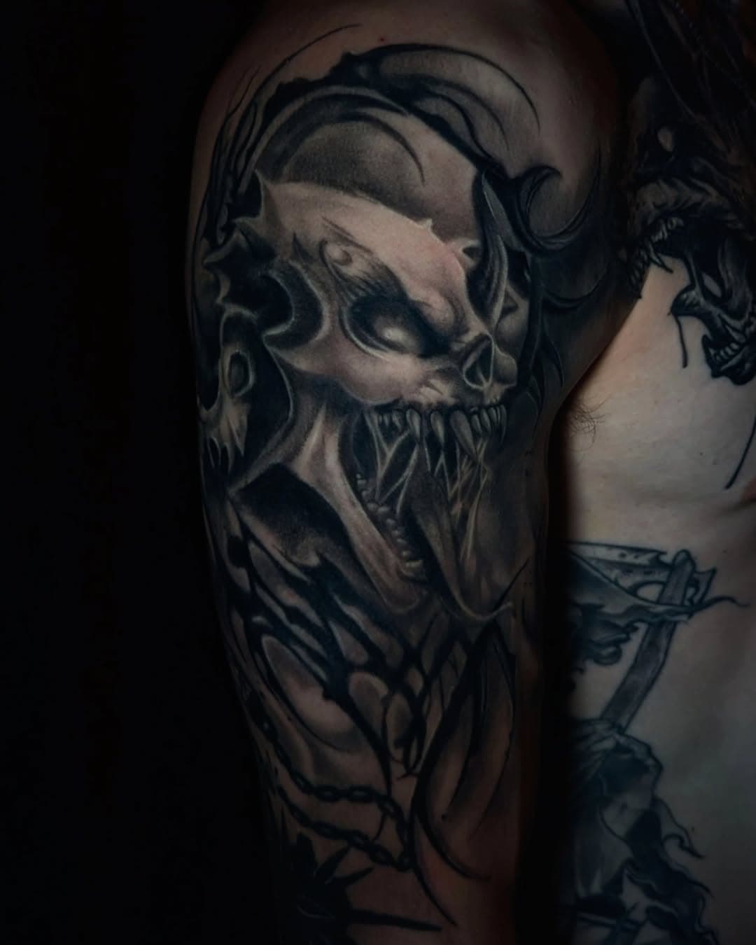 Never posted this healed photo I got of this piece I did over the summer.
I'm booking February and March right now and would love to work on more dark pieces like this. Click the link in my bio to book an appointment or DM me for more information on dates.

#tattooed #tattoo #tattoos #blackandwhite #blackandgreytattoo #darkart #art #colorado #denver #ventura #california 

@sullenclothing @sullenfamily @dynamiccolor @stencil_shit