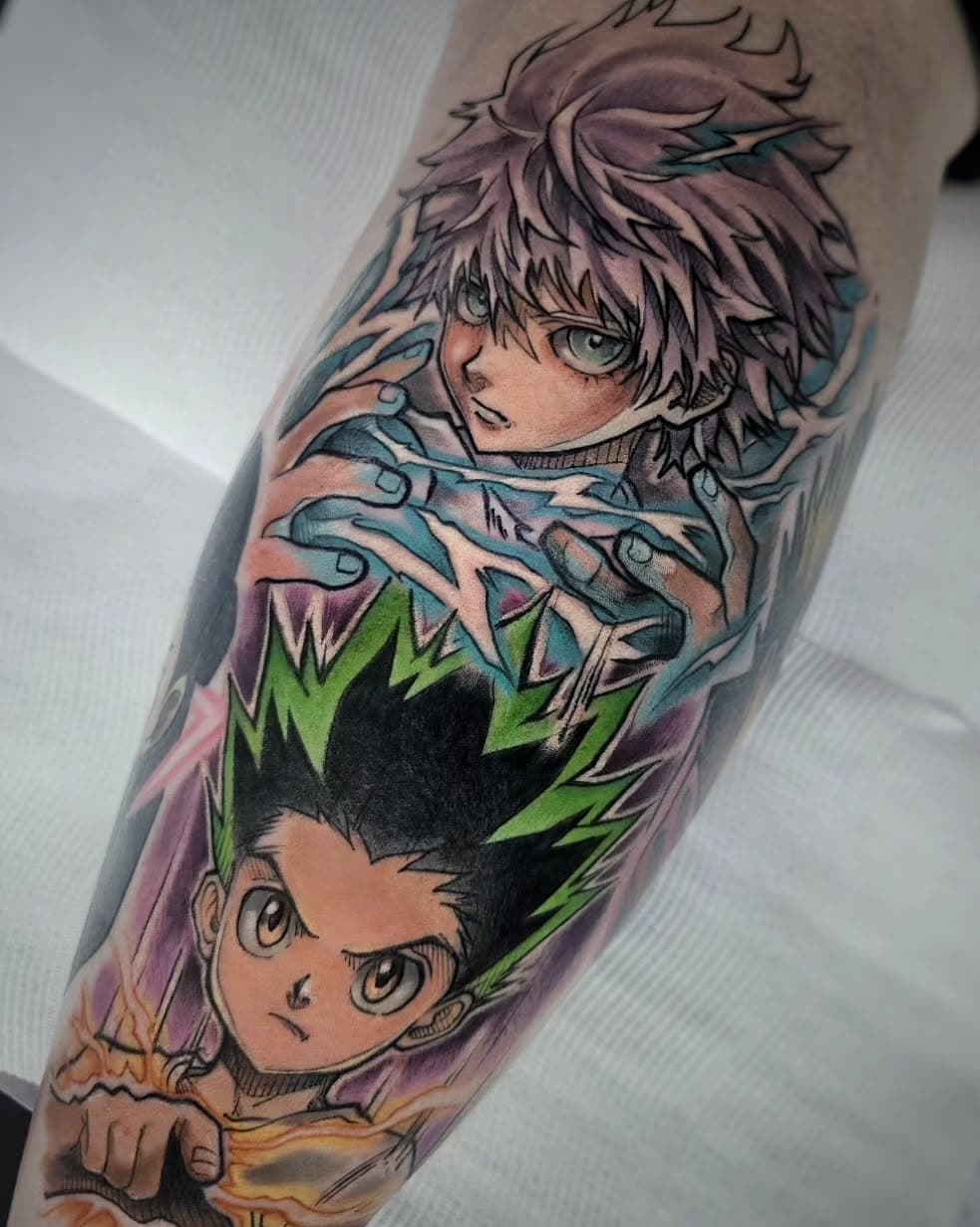 I still do anime tattoos I promise!!

Gon and Killua from that anime  we're probably never getting and ending to 🥲

Now booking January - march 

#animetattoo #hunterxhunter #killua #gon #nerdytattoos