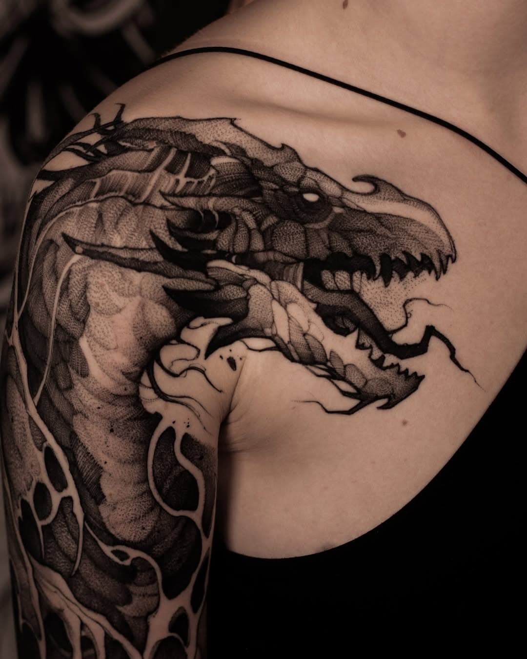 Smok. Strażnik cienia #dragontattoo #dragonart #fantasyart #darkarttattoo #witchertattoo