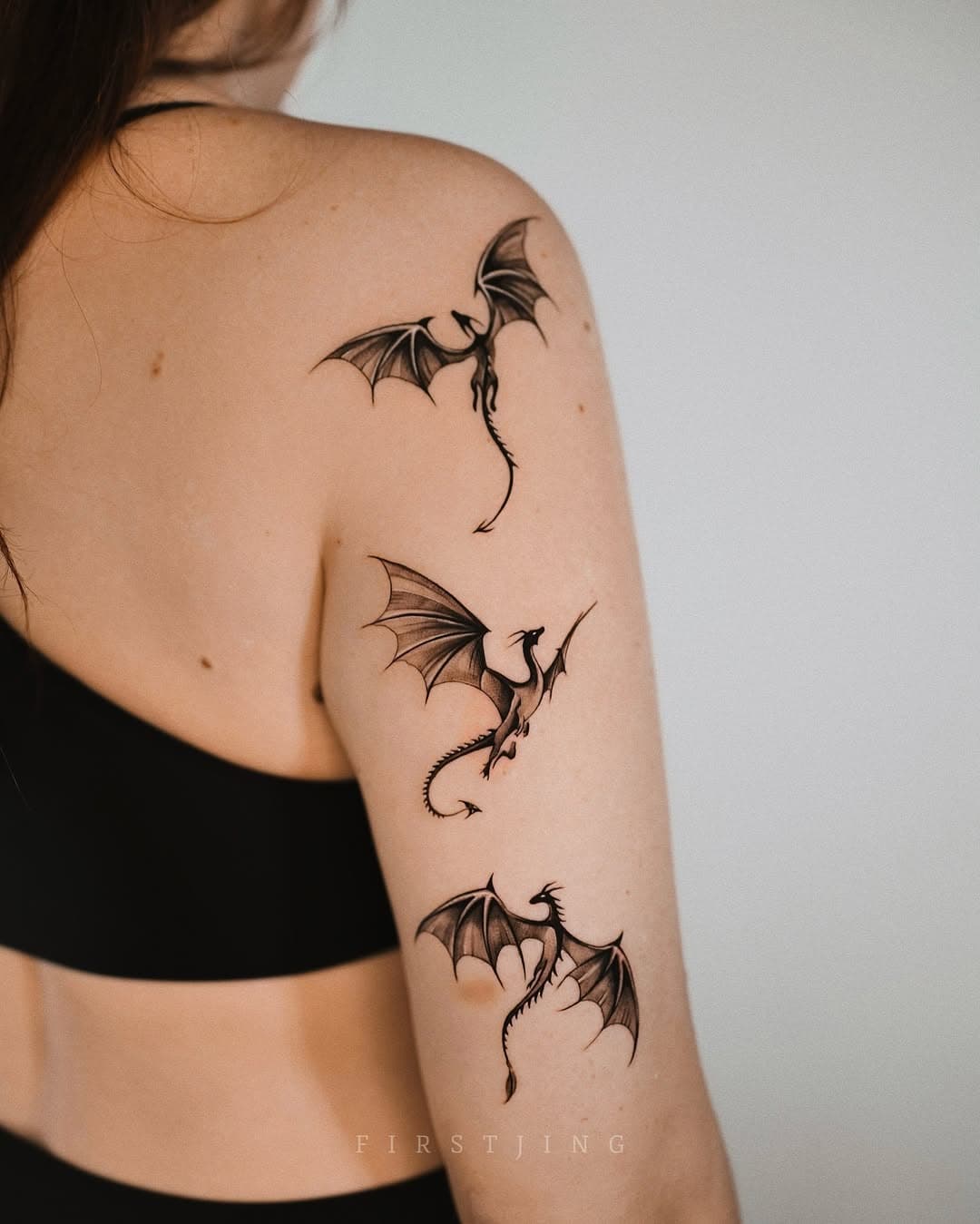 A girl with three dragons 🖤

LA books are now open for January and February.
Done at @inkgarden