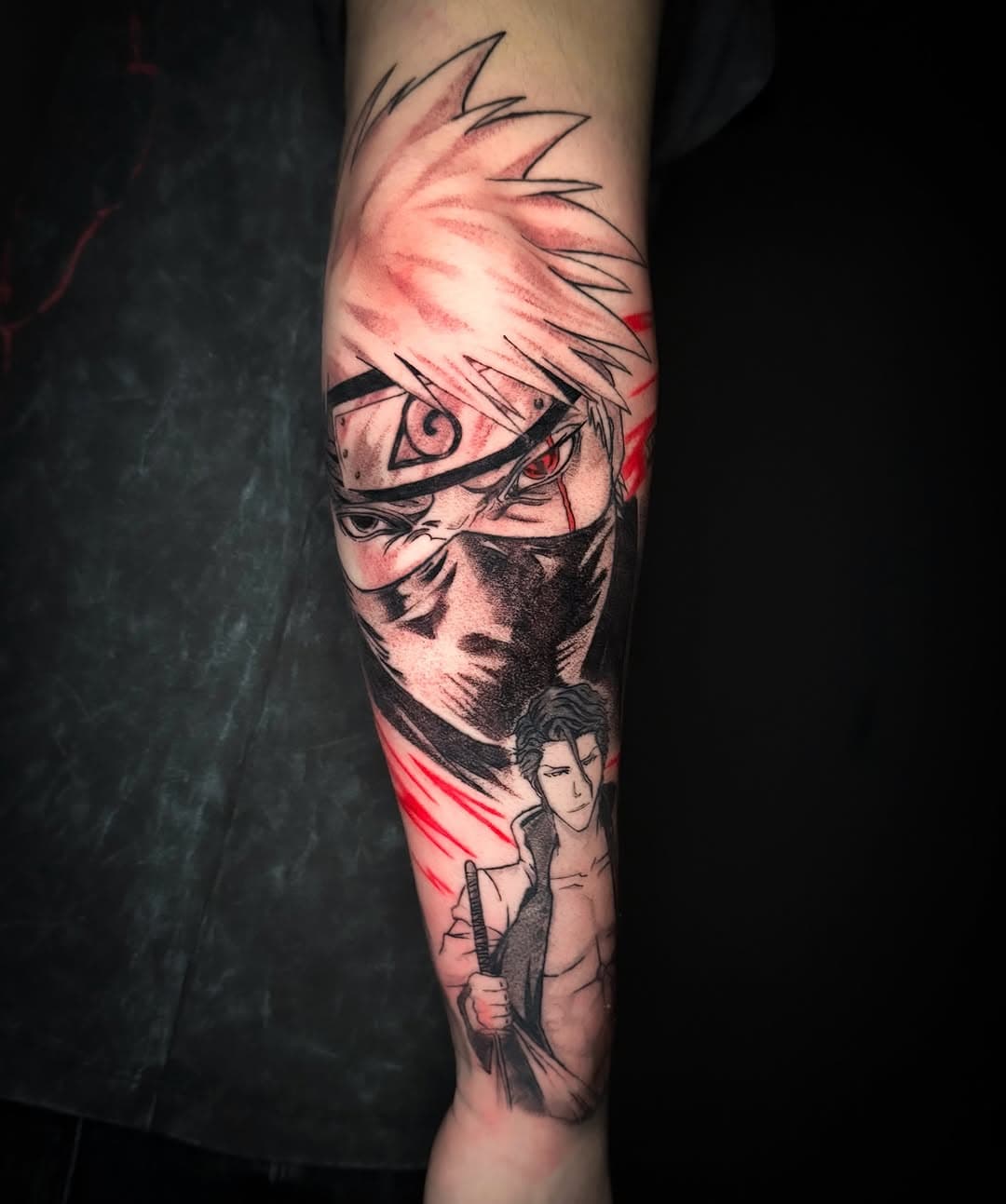 Kakashi y Aizen para terminar el antebrazo de @josias_z15 gracias x la confianza 

#tattoo #kakashi #kakashitattoo #aizen #aizentattoo #anime #animetattoo #tatuaje #tatuadores #tatuajeanime