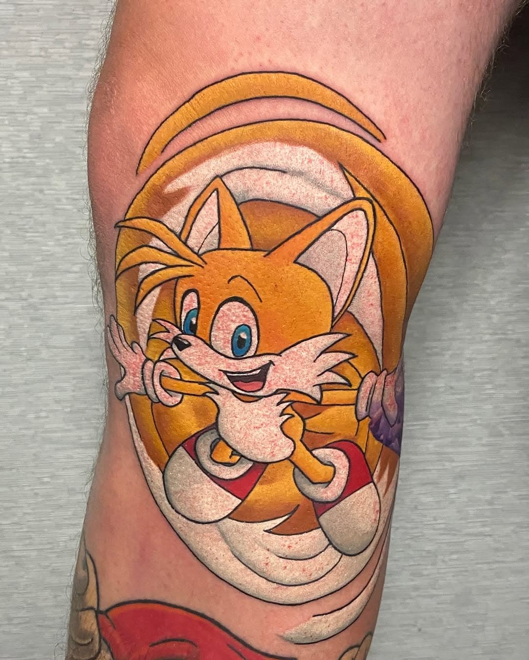 Tails! I think my favourite character from Sonic. Had fun continuing this piece for Rhys. I would love to do more game inspired pieces! Did you have a piece you wanted? Drop me a DM or email larahiggs@gmail.com. I offer free zoom consults.

#tattoo #tattoos #tails #sonicthehedgehog #sonictattoo #nerdytattoo #nerdtattoo #geektattoo #geektattoos #geekytattoos #gamingtattoo #gamingtattoos #popculturetattoo #popcultureart #cartoontattoo #cartoontattoos #ink #inked #supportgoodtattooing #chchtattoo #nztattoo #nztattooartist #colourtattoo