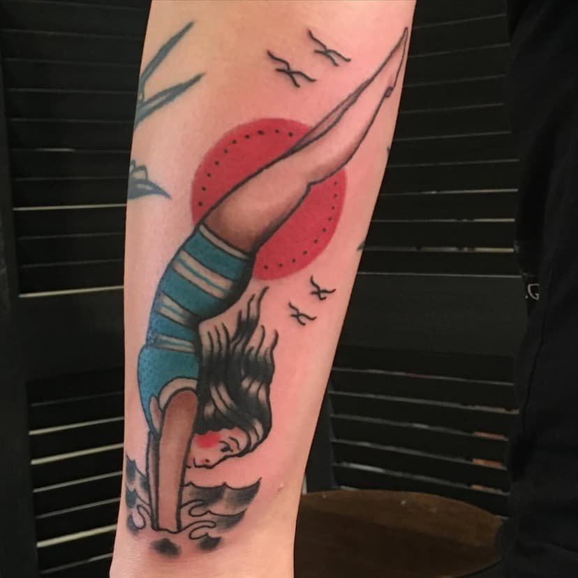 Classic diving girl done on Bekah.