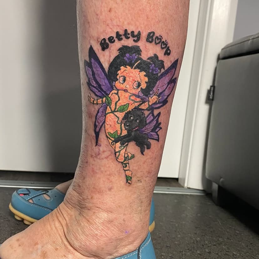 This just proves you are never too old to get tattooed. Addie came and got her first tattoo at 73! Never let age put you off of doing something you have always wanted to!  Thanks for your trust Addie 💕. 

I would love to do more cartoon pieces small or large scale. They bring so much joy to the world 💕. Drop me a dm for a free zoom or online consult. I would love to create your perfect vision.

#cartoontattoo #cartoontattoos #comictattoo #comictattoos #nerdytattoo #nerdytattoos #geektattoo #geekytattoos #geekytattoo #bettyboop #popculturetattoo #popcultureart #chchtattoo #chchtattooartist #nztattoo #nztattooartist #nztattoos #supportgoodtattooing #supportgoodtattooers #femaletattooartist #femaletattooist #colourtattoo