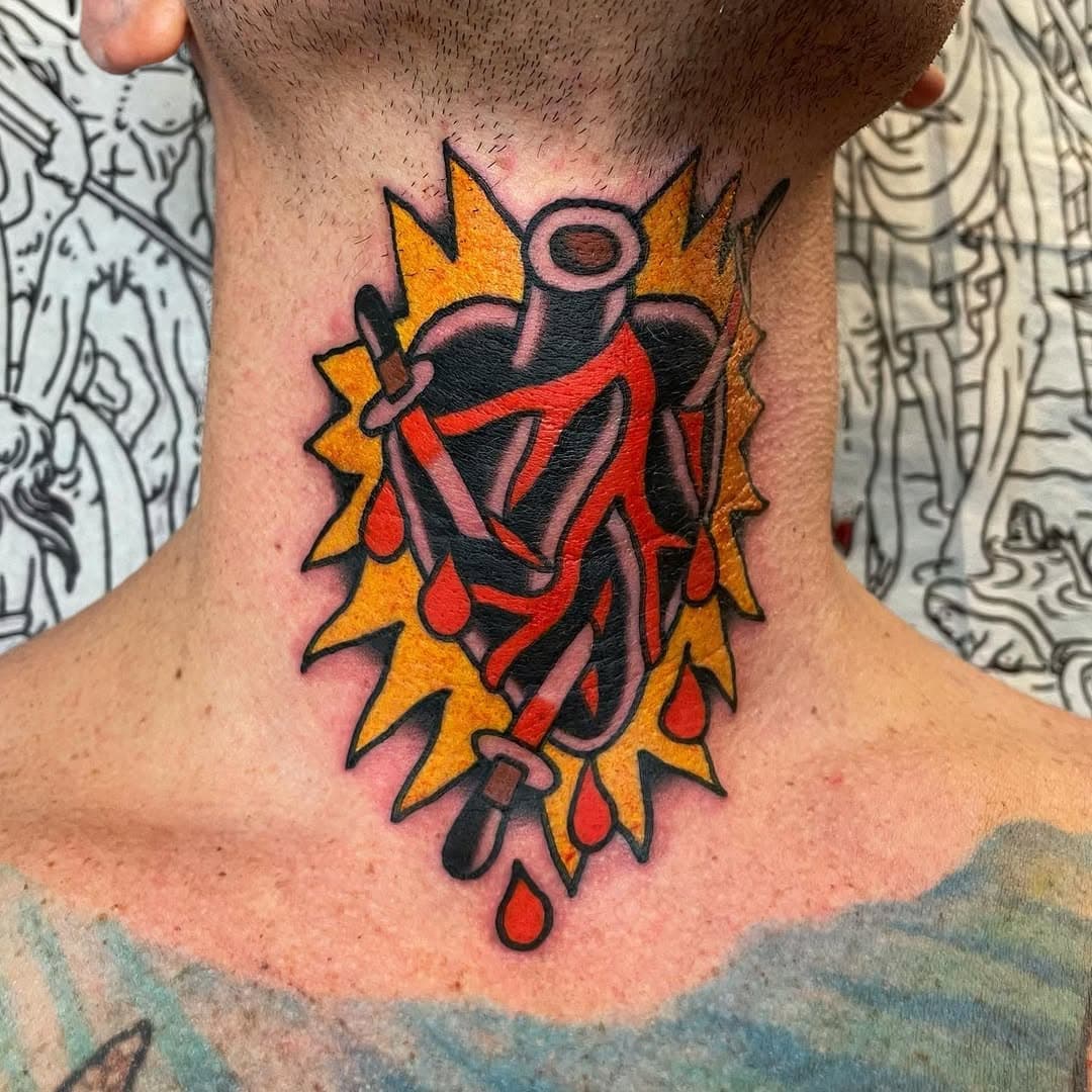 Last tattoo of 2024 and @badbouyryry trusted me with his neck. We’re gonna continue with the sides in a few weeks!
•
•
•
#ink #tattoo #tattoos #traditional #traditionaltattoo #tradwork #tradworkers #tradworkerssubmission #oldlines #oldworkers #oldschooltattoo #oldschool #topclasstattooing #bright_and_bold #tattooed #tattoostyle #necktattoo #tattooart