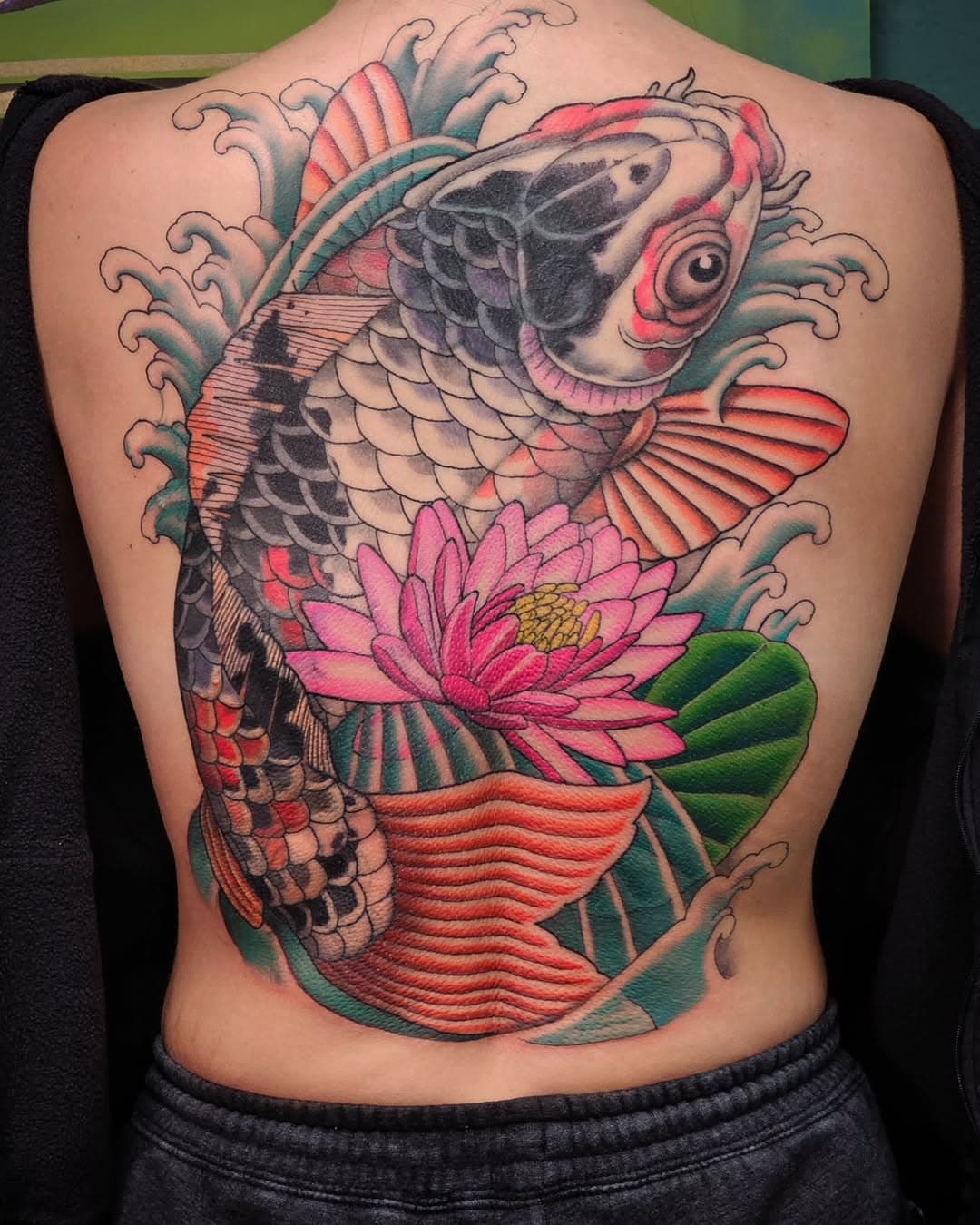 We finished 2024 strong with this Koi coverup backpiece. Swipe to see how she started 2024. This has been a tough year, but I have gotten to do some really satisfying work. Thank you to all of the people who sat in my chair and trusted the process. I sincerely appreciate you, and hope to see you again next year!