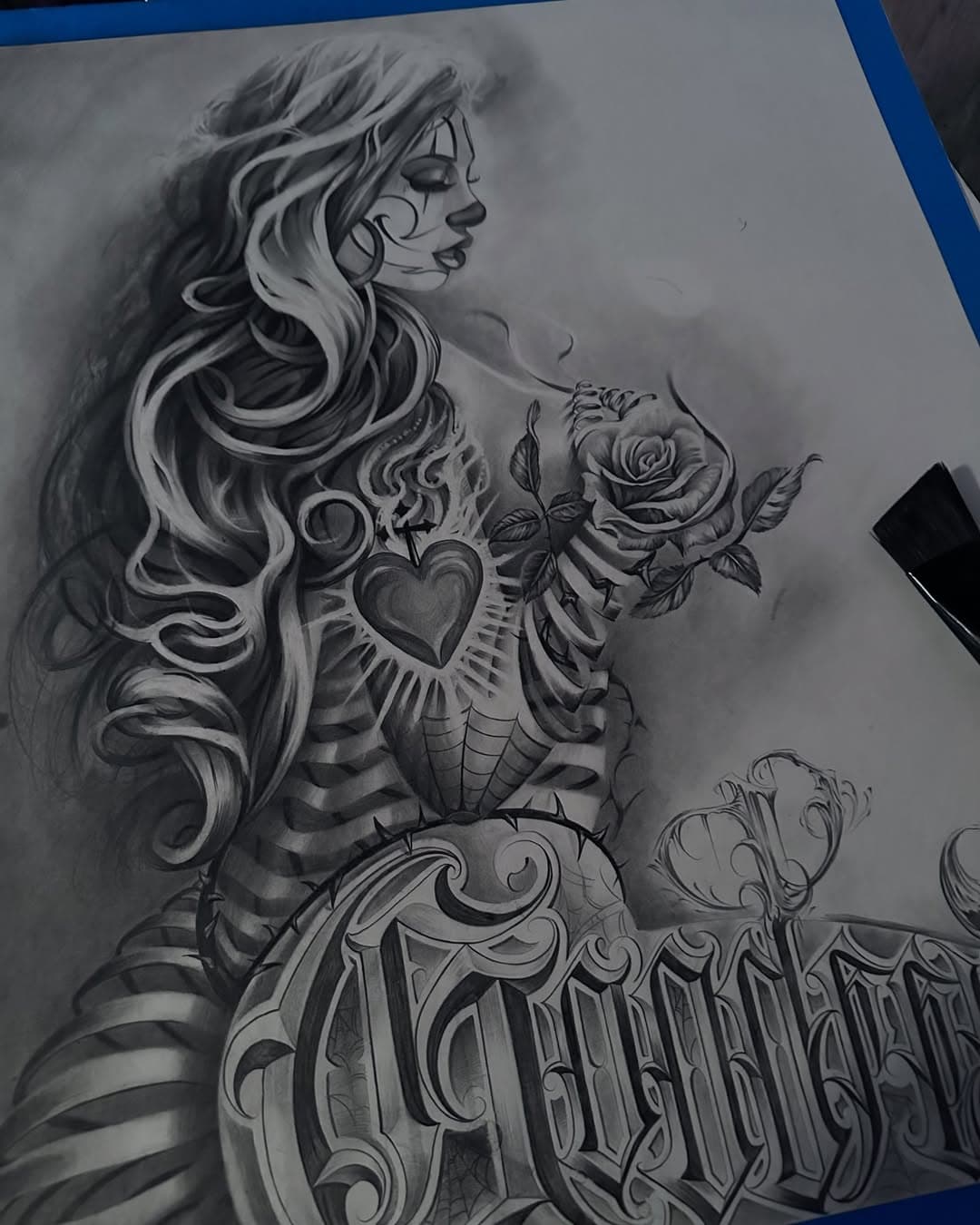 #wip Graphite on bristol ✍🏽 colab with @pepevazqueztattoo 
@gabe_luquin 
. 
BOOKING/txt 9098440011 for info. 
#markmerinoart #drawing #graphite