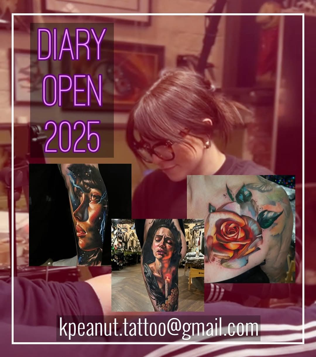Taking bookings for 2025 ✨ Swipe for available dates for the next 4 months. Please email only to book:
📧 kpeanut.tattoo@gmail.com
.
Include in your email photos of placement area (including existing tattoos). As well as a short description of what you’re looking to get, plus any inspo/reference imagery/photos to illustrate that. 
.
@thechurchtattoo