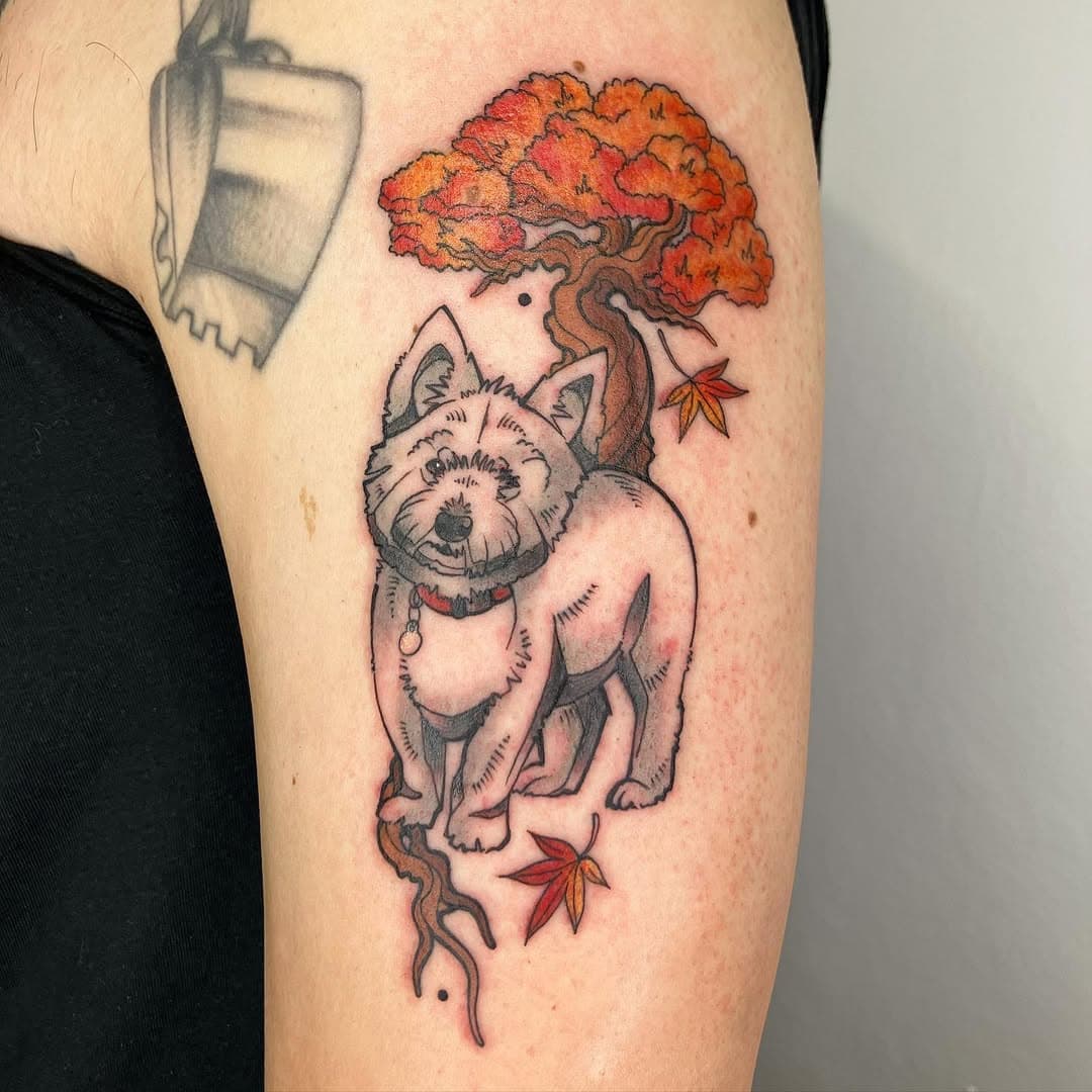 The sweetest Westie pet portrait for Jack; I loved creating the vibrant contrast between the colours and black and grey on this one! Thanks again! 🐾🍁

✉️ mellerdramatic@gmail.com
🌟 www.avantarttattoo.co.uk

#tattoo #tattoos #illustrativetattoo #neotrad #neotradtattoo #colourtattoo #westie #westietattoo #pettattoo #avantarttattoo #mellerdramatic #mellerdramatictattoo #dogtattoo #dogillustration #tattooflash