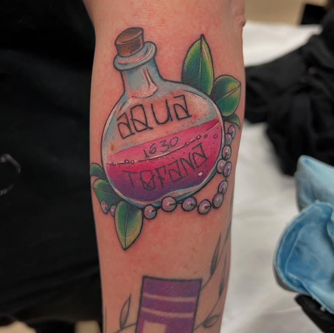 Fresh aqua tofana and healed @rageagainstthemachine quote on Kelsey!