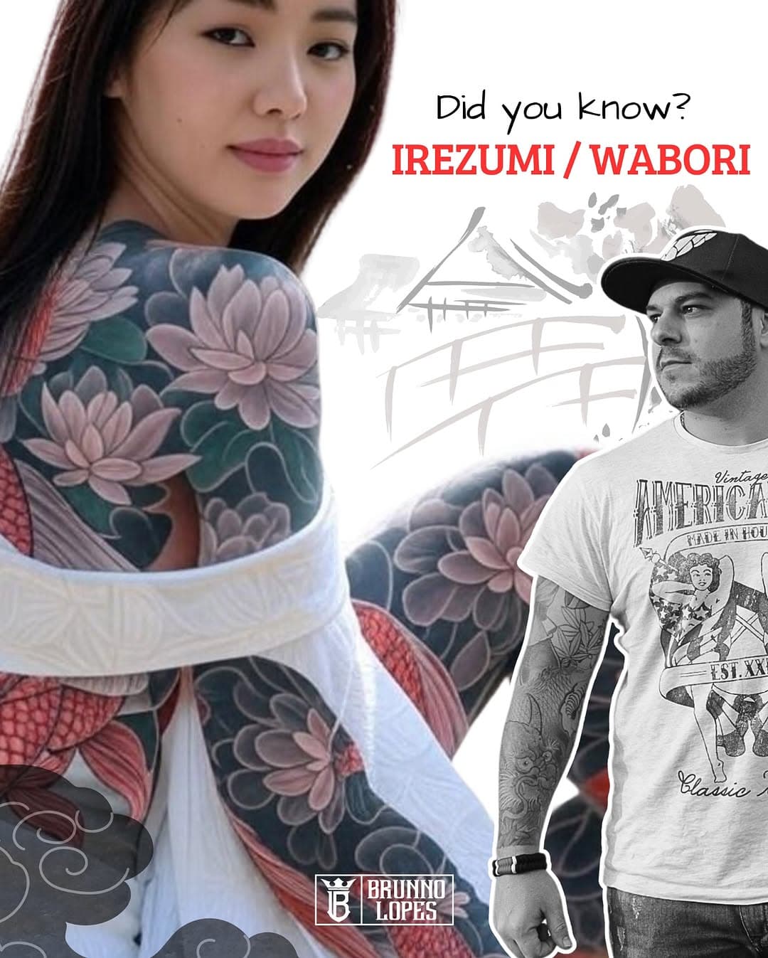 The Japanese tattoo, known as Irezumi or Wabori, has a long and rich history that dates back centuries, filled with cultural and artistic significance. 

Origins and Beginnings of Irezumi/Wabori:
 • Jomon Period (10,000 BCE – 300 BCE):
The earliest records of tattoos in Japan come from clay figures of the Jomon era, which featured marks on the face and body, suggesting spiritual or social rituals.
 • Yayoi Period (300 BCE – 300 CE):
Chinese records mention tattoos among Japanese people, used primarily as spiritual symbols or amulets against evil spirits.
 • Kofun Period (300 – 600 CE):
Tattoos began to be associated with criminal punishment. Criminals were marked with visible tattoos to indicate their crimes, a practice that would shape the negative perception of tattoos for centuries.

Evolution and Consolidation of Irezumi:
 • Edo Period (1603 – 1868):
Irezumi transformed from a symbol of punishment into a form of decorative art. During this period, tattoos became popular among workers, firefighters, fishermen, and members of the floating world (Ukiyo-e), such as courtesans and performers. The art of tattooing full bodies with images of dragons, koi fish, and flowers was inspired by woodblock prints (Ukiyo-e).
 • Prohibition (1868 – 1948):
With the Meiji Restoration, tattoos were banned in Japan, viewed as a “barbaric” practice by Western standards. However, the practice continued underground, especially among members of the Yakuza (Japanese mafia). After World War II, tattoos were legalized, but the stigma persisted.
 • Modern Era (1948 – Present):
Japanese tattooing regained recognition as an art form. Tattoo artists began receiving international acclaim, and Irezumi was preserved as a cultural tradition, though it remains associated with certain stereotypes.

👉 Save and share to follow this series!