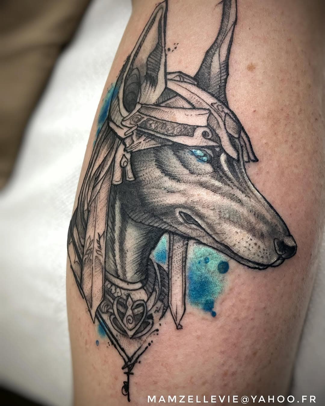 @aucomplexe 
#anubis 

————-
#anubistattoo #egyptiantattoo #tattooegyptien #tat @mamzellevie #frenchtattoo #arttattoo