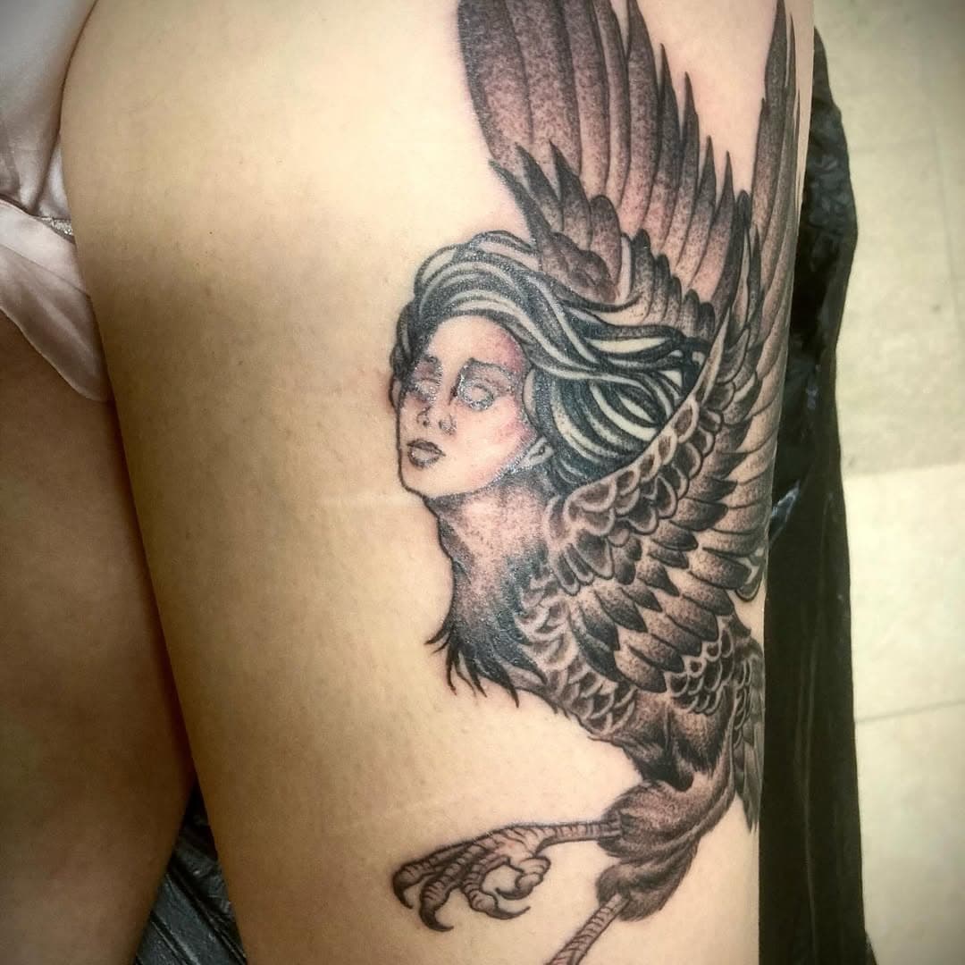 This little cuty us falapping over from the end of last year… 
@boris_inmostlight_tattoo 
@the_inmost_light_tattoo_ 

Borne aloft by mortal hands.
Bound banshee of the sky, Your luminous fury unfurled.
Anima of the night 
(by Fauna ”The Harpy”) 
-
-
-
#boris_inmostlight_tattoo #theinmostlighttattoo #tattoowiesbaden #wiesbadentattoo #tattoorheinmain #blackworktattoos #blackandgraytattoo #harpytattoos #harpy #darktattooart #darktattoo #linershading #mythologicaltattoo #harpywoman