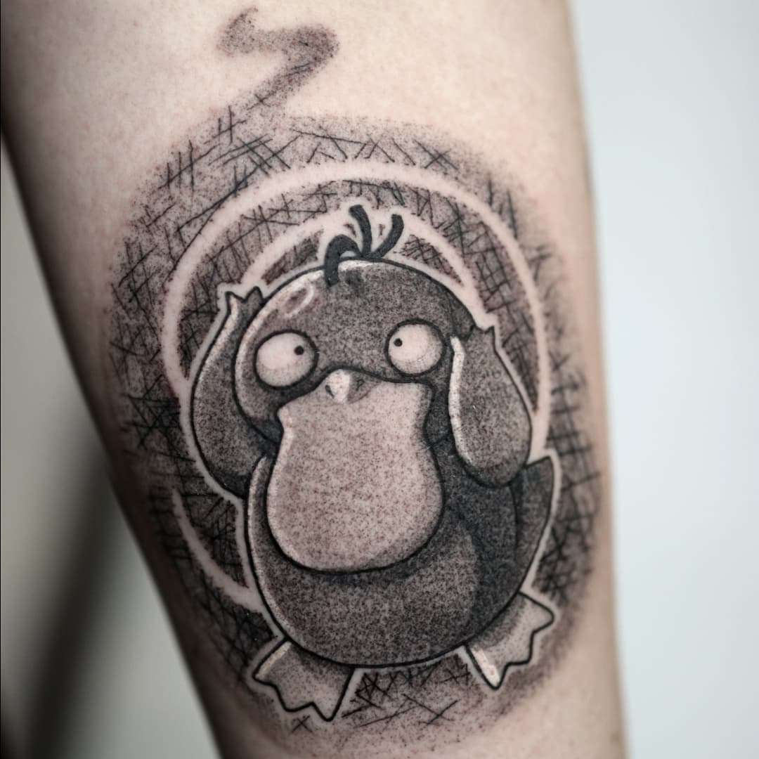 Chronically confused psyduck 😮‍💨 thank you Gaby!!
.
#tattoo #pokemontattoo #blkttt #animetattoo #mangatattoo #darktattoos #3rl #inkclaw #3rlx3 #hinkart #pokemon