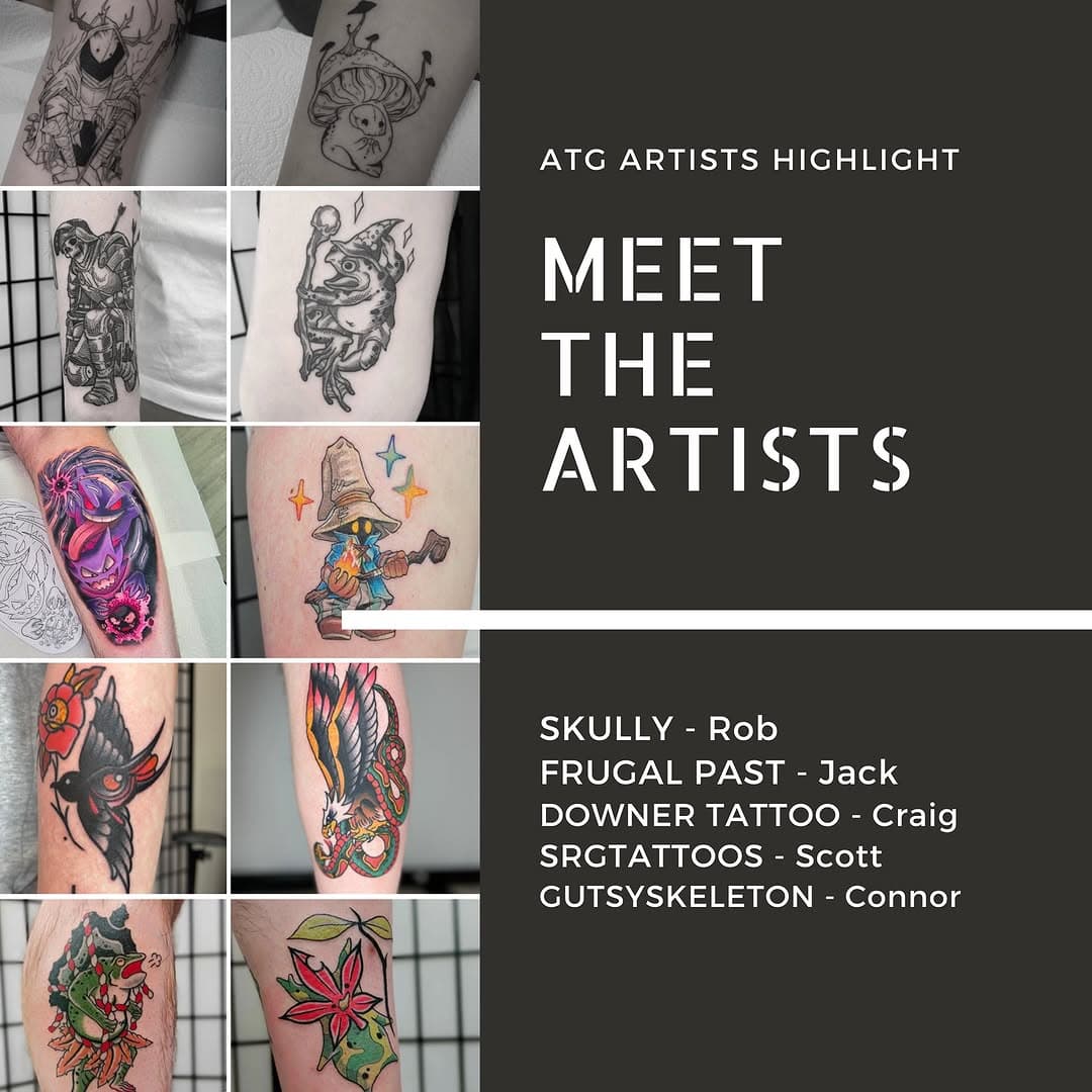 // MEET THE TEAM // here we all are and what we all do! Scroll —> to see who we are and what our guys specialise in and learn a little about us as a team! 
-
- @__s.k.u.l.l.y__ @frugal_pasttattoos @_downertattooer_ @srgtattoos @gutsyskeleton