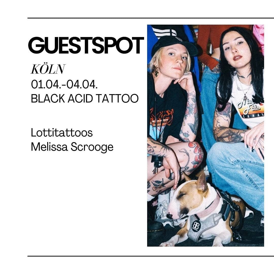 hey peps your fav duo infernale is coming to cologne again! You‘ll find us at @black_acid_tattoo from 01.04 to 04.04. Shoot an email to book in 💌
See you soon!!