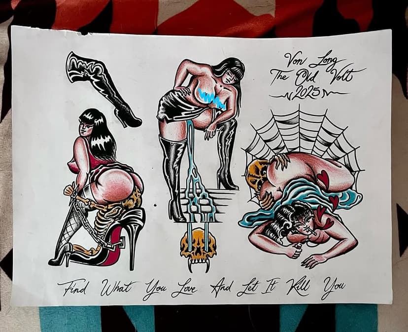 Available designs fresh off the press. DM to book an appointment down @theoldvolt ⚡️hopefully this doesn’t get me zukked 
Thanks for looking
#tattoo #traditional #manchester #latex #art