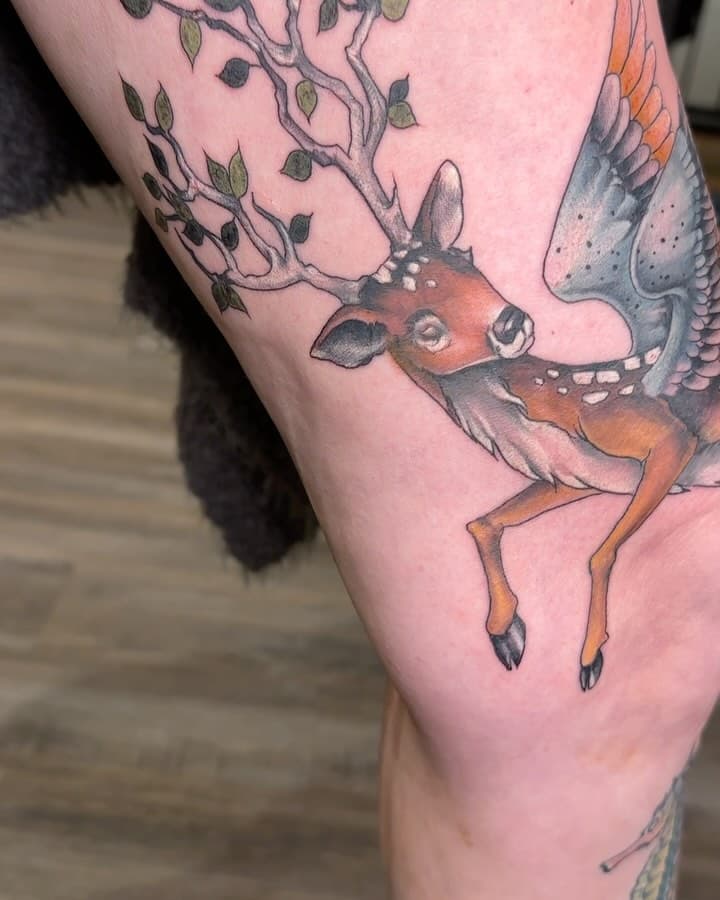 Love laying down my own art. First of the fawns! #yourmomstattooatelier