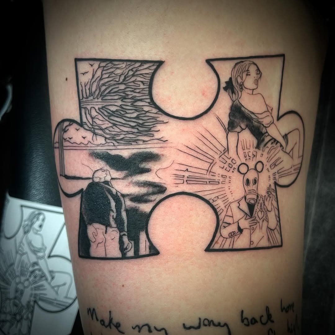 First of the year 🖤 Four @biffy_clyro album covers within a classic puzzle piece. Awesome idea from Carrie. I’ll be adding colour in a couple of weeks so stay tuned 🏴‍☠️