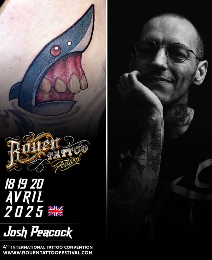 🎟 Billetterie:
https://shotgun.live/fr/events/rouen-tattoo-festival-2025

@joshpeacock_obe1 sera présent lors du ROUEN TATTOO FESTIVAL 2025 !

🖌️ ARTIST : @joshpeacock_obe1 
📅 18-19-20 Avril 2025 📅
Rouen Parc Expo

🌐 Website : www.rouentattoofestival.com
👍 Facebook : RouenTattooFestival
✉️ Mail: rouentattoofestival@gmail.com
📺 Instagram : Rouen Tattoo Festival

🤝 Partenaires:
@europe2
@rouenexpoevenements
@formybiotattoo
@deauvilletattoofestival
@tattoowasbetterbefore
@worldtattooevents
@acehotelfrance
@dynamiccolor
@cheyenne_tattooequipment
@kwadron
@triumphrouen
@onink.fr
@mc_coys_
@delirium_brewery
@ogtattoosupply
@metropole_rouen_normandie
@devilish_tattoo
@NOECINEMA

#rouen #tattoo #tatouage #tatouages #inked #ink #inkedgirl #inkedboy #piercing #tattooartist #tatouagenormandie #guestspotnormandie #tattooconvention #newschool #chicanos #oldschool #realistictattoo #normandietattoo #traditionaltattoo #formybiotattoo #worldfamous #rouentattoo #worldtattooevent #girlwithtattoo #normandy #internationaltattooconvention #deauvilletattoofestival #normandie #rouentattoofestival