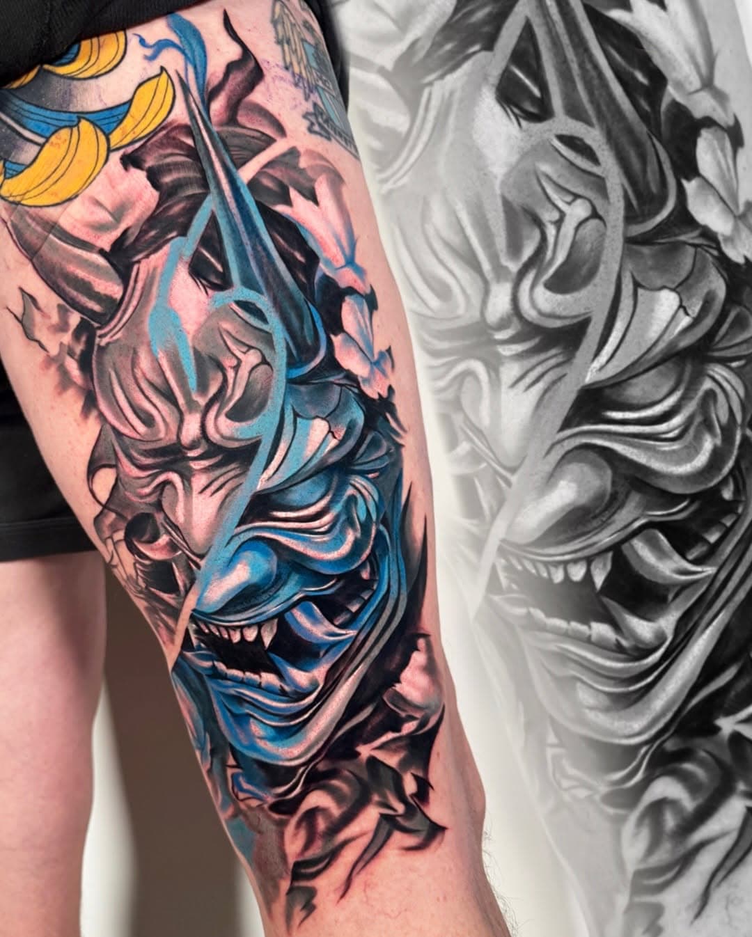 From my pre-set designs. Neil had the most incredible collection of tattoos from some of the best artists in the world, so no pressure 😅😅 Thank you trusting me with this piece, and sharing your story with me. You reminded me why I love this job so much. Looking forward to the next one 🥰
.
.
.
.
#tattoodesign #tattooidea #tattooflash #thebesttattooartist  #london #ink #colortattoos #besttattoos #txttoo #londontattoo #videotattoo #sexytattoo #thebesttattooartists #neojapanesetattoo #abstracttattoo #rakhee_shah  #radtattoos  #abstractart #haynamasktattoo #viraltattoo