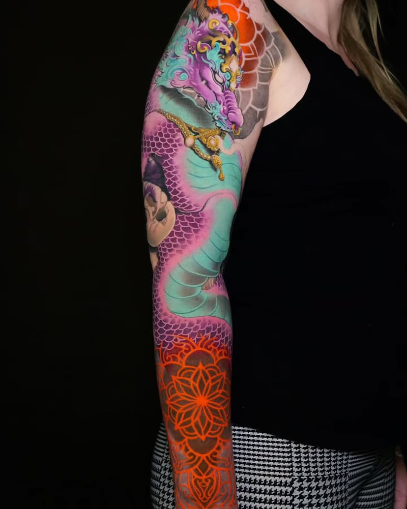 Happy New Year everyone! A photo of a sleeve in progress, Mother dragon protecting her baby who's hiding on the inner arm. 

I'm currently taking appointments, contact us for available appointments or add your name to the cancellation list at -booking@magnatattoo.com- 

Also check out all our amazing artists on our page > @magnatattoostudio 

Sponsored by @killerinktattoo #killerink and @hustlebutterdeluxe
#hustlebutter
-
-
-
-
@fusion_ink #fusionink #tattoo @inkedmag @cheyenne_tattooequipment @tattooartistmagazine #tattooartistmagazine @inkedmag #inkedmag #inked #ink #christchurch #christchurchtattoo #newzealand