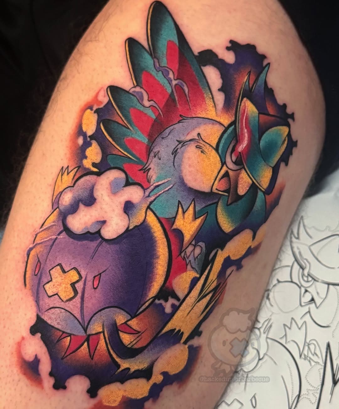 Drifblim and Honchkrow done today aaaaaa 🥹🥹 I need the pokemon tattoos plz keep em coming lol 🗣️ #honchkrow#drifblim#pokemon#anime#pokemontattoo#animetattoo#pokemondiamond#pokemonplatinum#pokemonpearl 
@worldfamousink @eternalink @bishoprotary @dynamiccolor