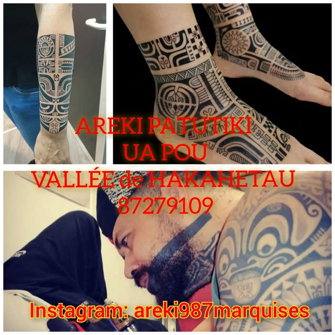 Pour tout vos projets Patutiki, n'hésitez pas à me contacter, je suis situé a Ua Pou dans la Vallée de HAKAHETAU aux Îles Marquises, ce sera un plaisir pour moi de pouvoir élaborer ensemble votre futur projet tattoo. 
Vous pouvez me contacter via mon compte Instagram sur: Areki987marquises 
Ou via mon vini au 87279109
Koutau nui, a Pae 🙏🏾😊🤙🏾
#areki987marquises 
#areki 
#patutiki
#hakahetau 
#uapou
#ilesmarquises