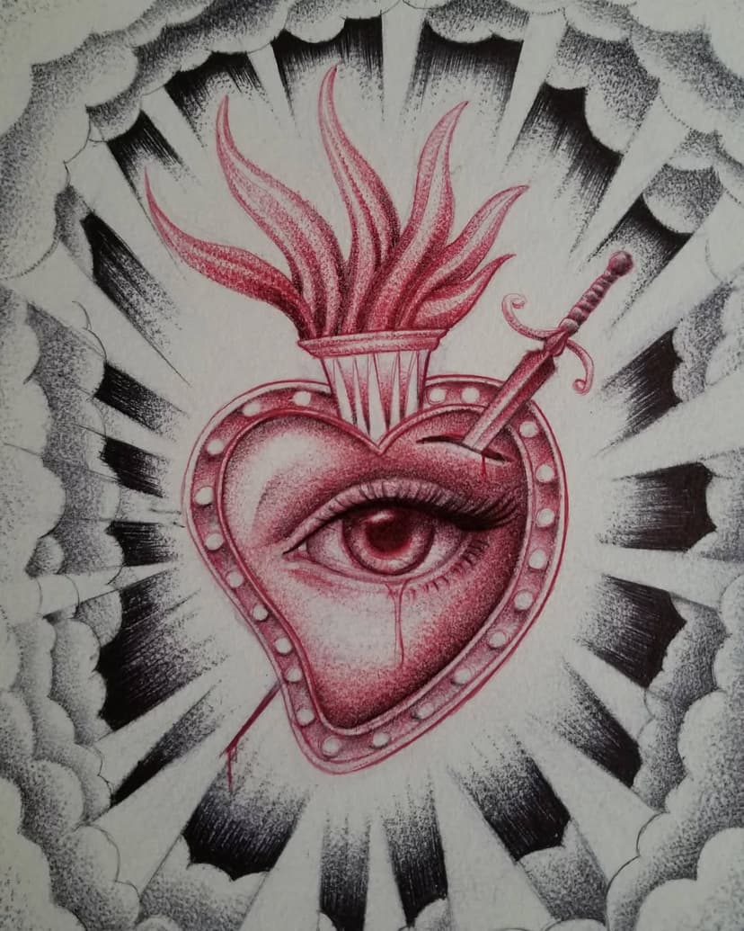 👁❤🗡🔥
Pen on A4 watercolor paper