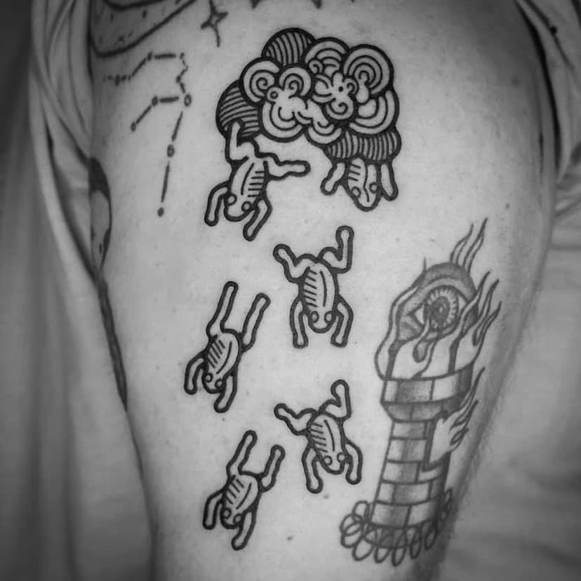 Its raining 🐸🐸🐸!!! Fun friends by @saintmouse 🖤 To book in with Mouse, please email mousedoestattoos@gmail.com